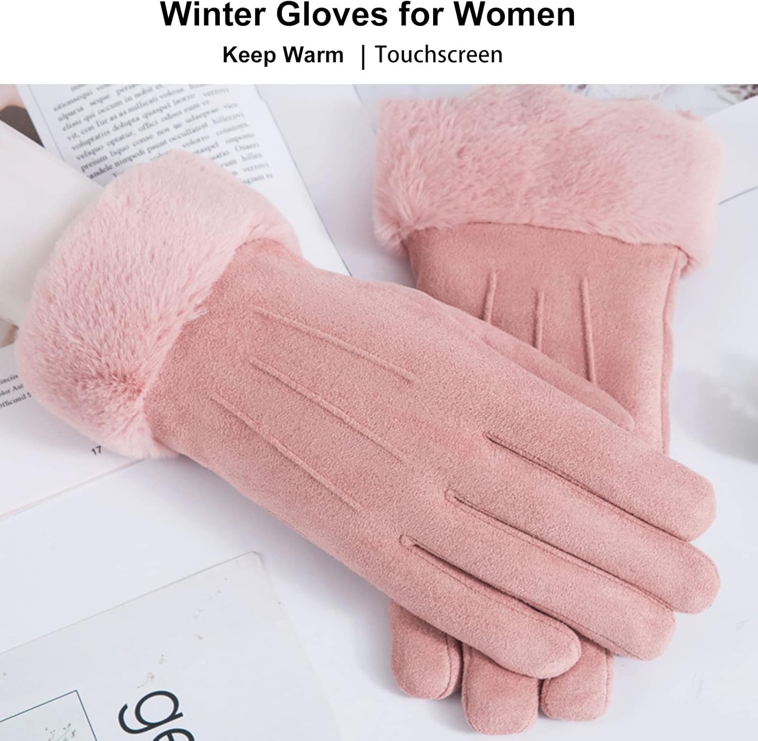 Winter Touch Screen with Soft Velvet Lining, Stylish Faux Suede Leather & Polyester Design for Women