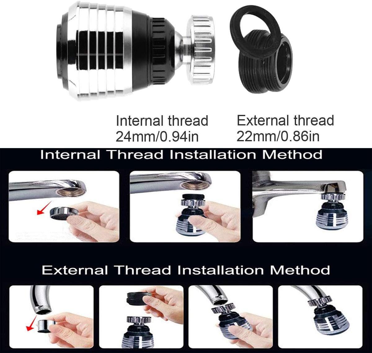 2PCS 360 Degree Swivel Faucet Aerator Deluxe Water Saving Faucet Sprayer Water Saving Bubbler Pressurized Faucet Filter Kitchen Accessories 360 Degree, Count, 2