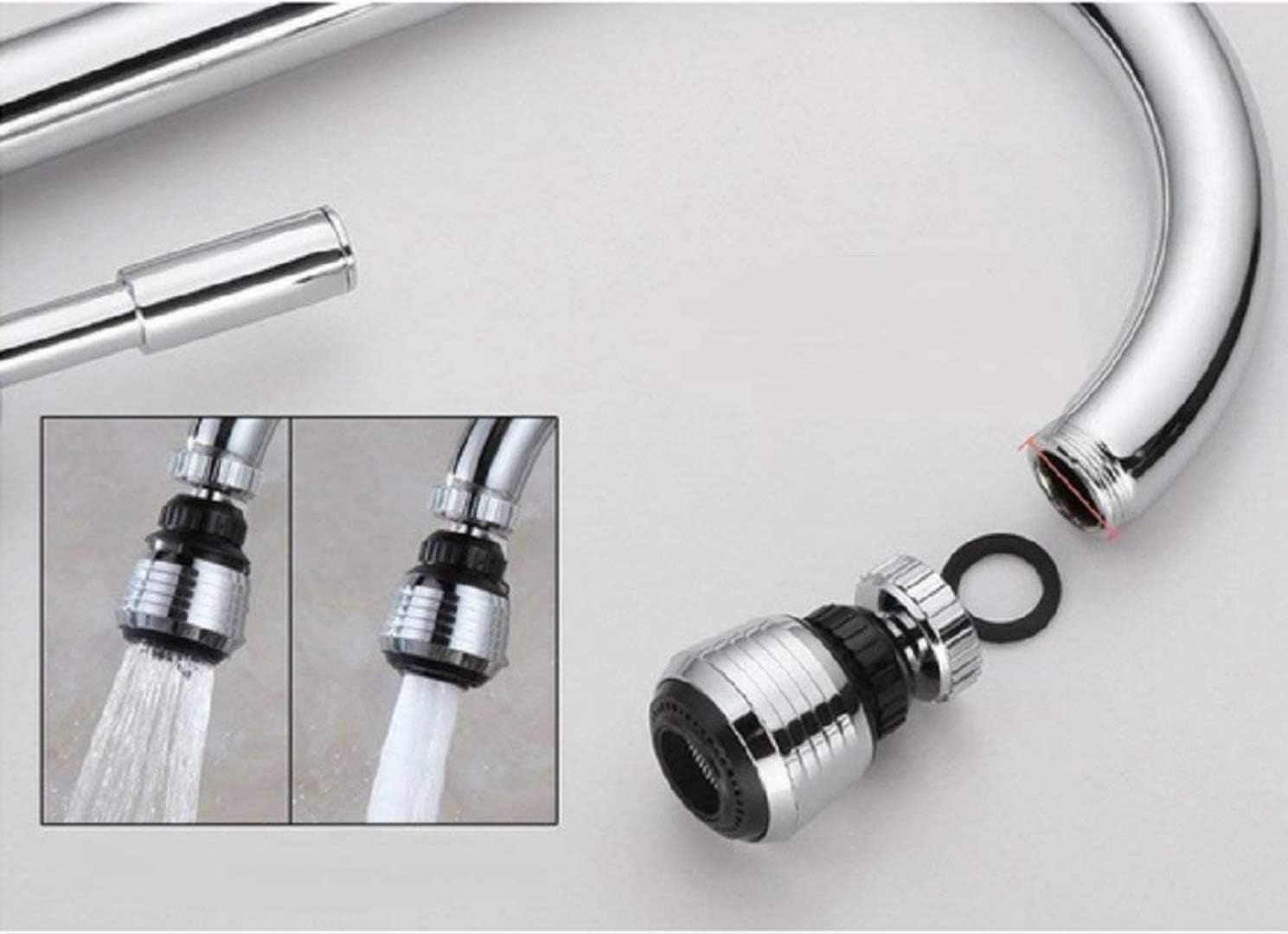 2PCS 360 Degree Swivel Faucet Aerator Deluxe Water Saving Faucet Sprayer Water Saving Bubbler Pressurized Faucet Filter Kitchen Accessories 360 Degree, Count, 2