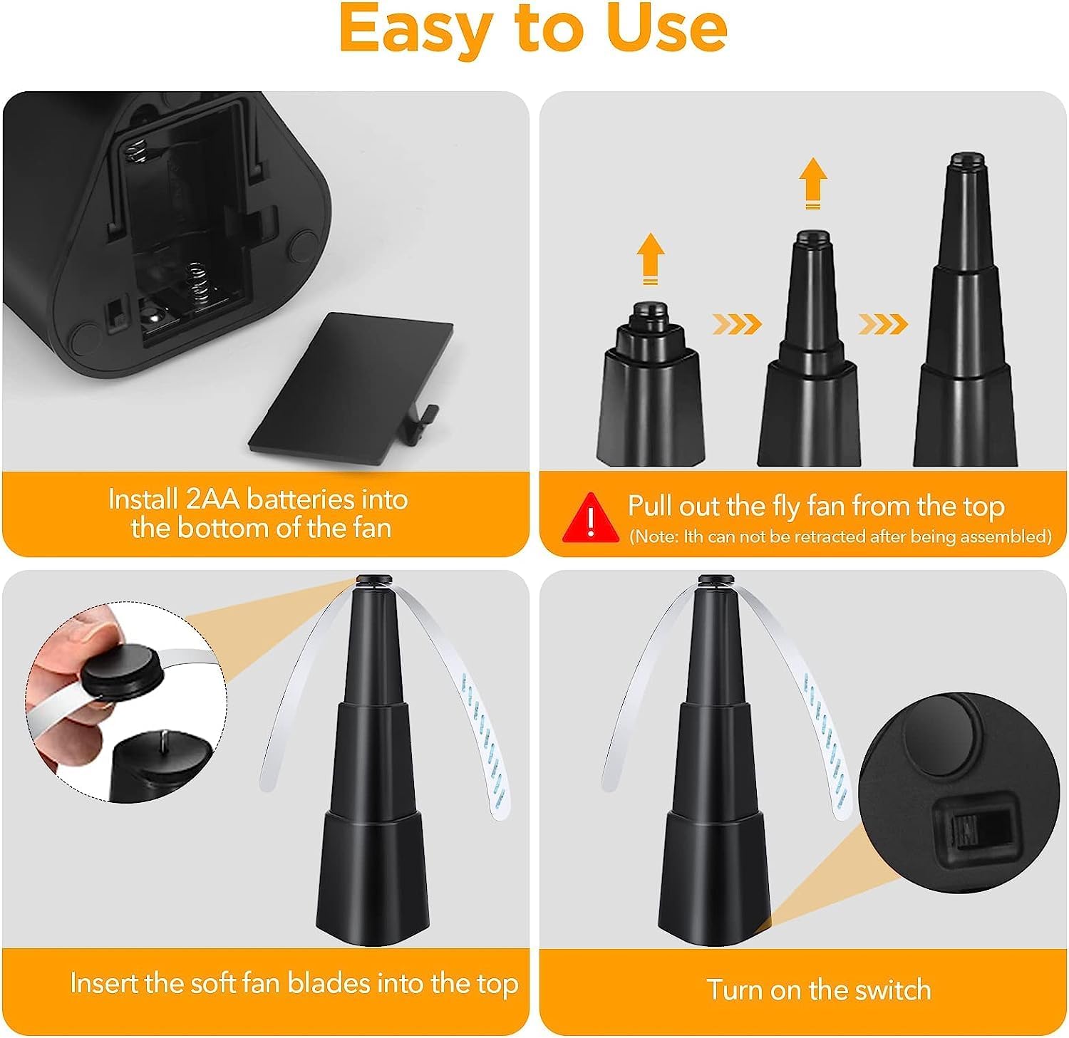 2 Pcs Picnic Fly Fans for Tables,Fly Repellent Fan Indoor Outdoor with Holographic Blades Keep Flies Away,Suitable for Picnic, Party, Restaurant, Kitchen