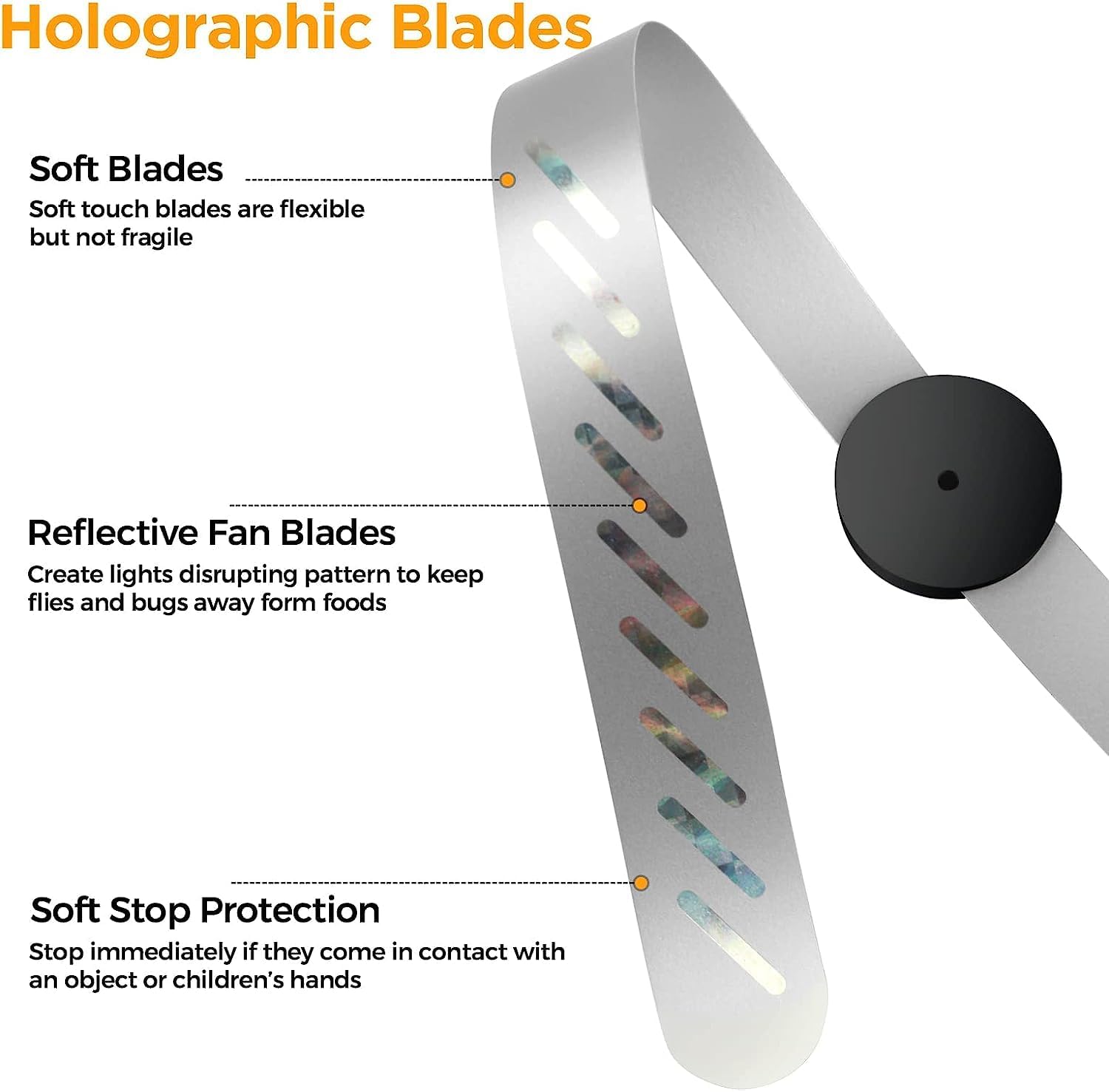 2 Pcs Picnic Fly Fans for Tables,Fly Repellent Fan Indoor Outdoor with Holographic Blades Keep Flies Away,Suitable for Picnic, Party, Restaurant, Kitchen