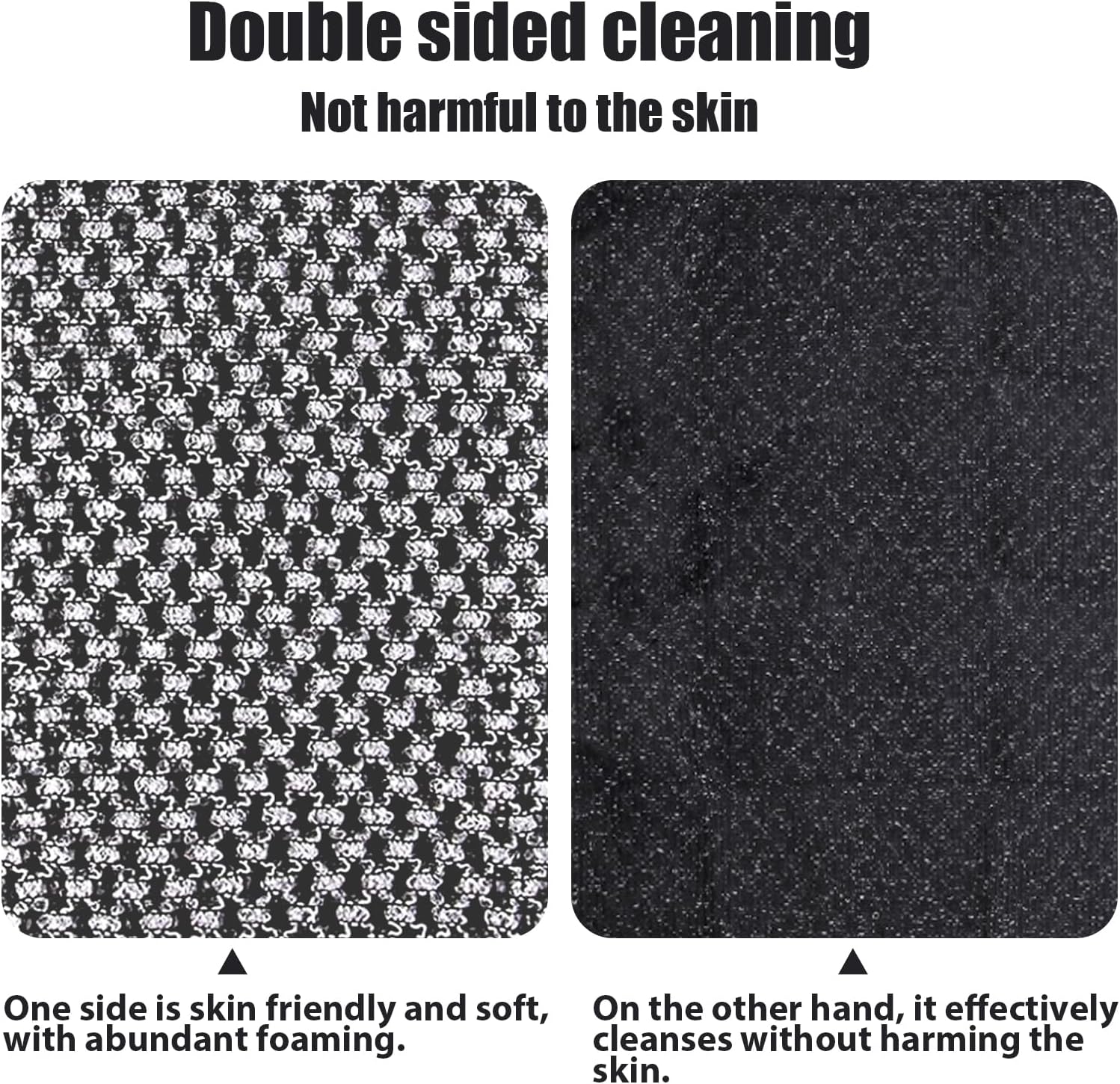 Extra Long Exfoliating Cloth, Deep Cleaning Exfoliating Towel, Reusable Exfoliating Body Scrubber 2 Pcs Black
