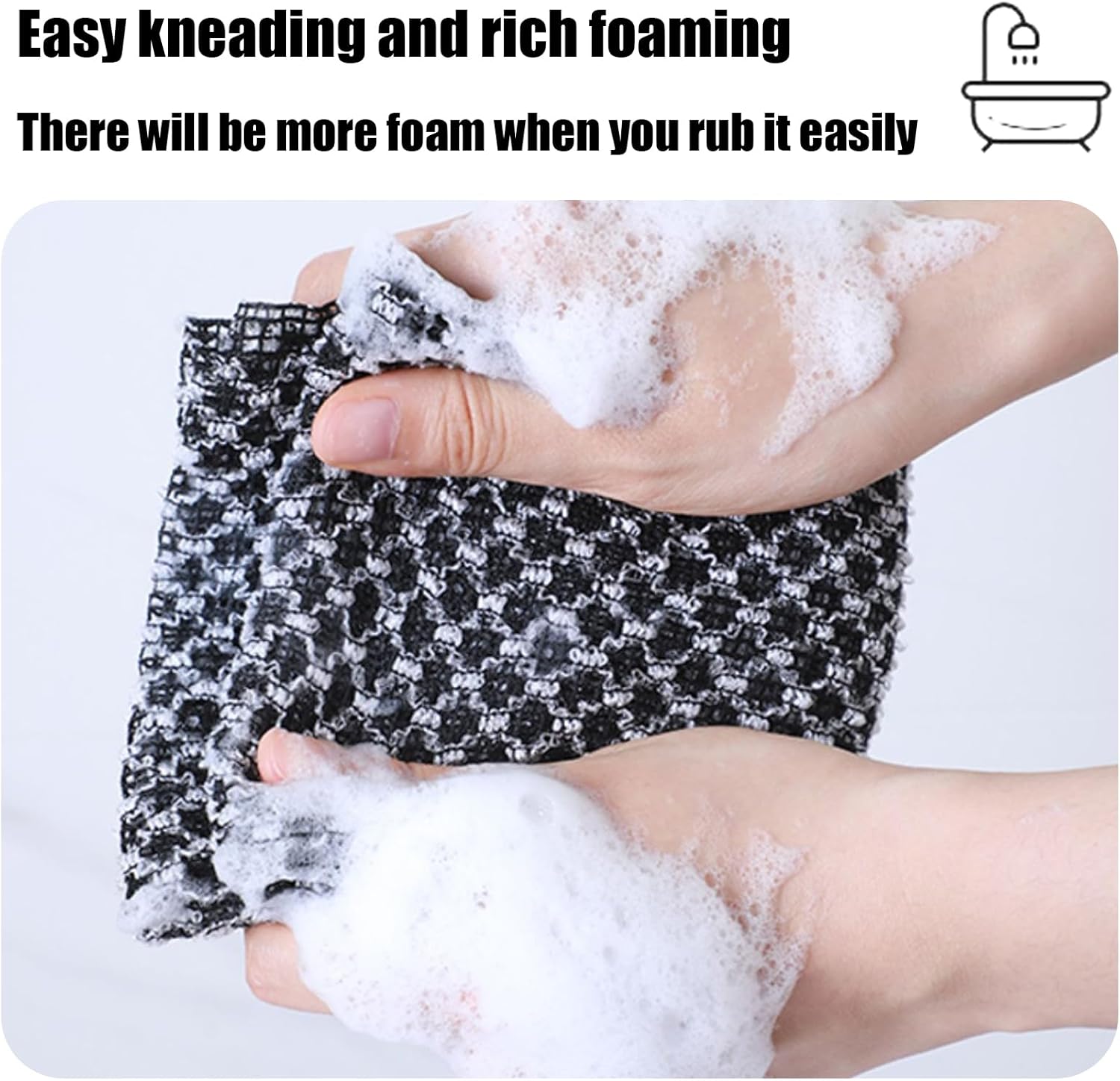Extra Long Exfoliating Cloth, Deep Cleaning Exfoliating Towel, Reusable Exfoliating Body Scrubber 2 Pcs Black