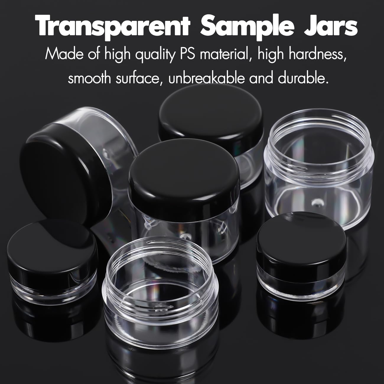 10 Pieces Small Travel Containers, 3/5/10/15/20 Gram Size for Creams, Sample With Screw Lids, 12Pcs Labels/2Pcs Mini Spatulas, Plastic Makeup Black