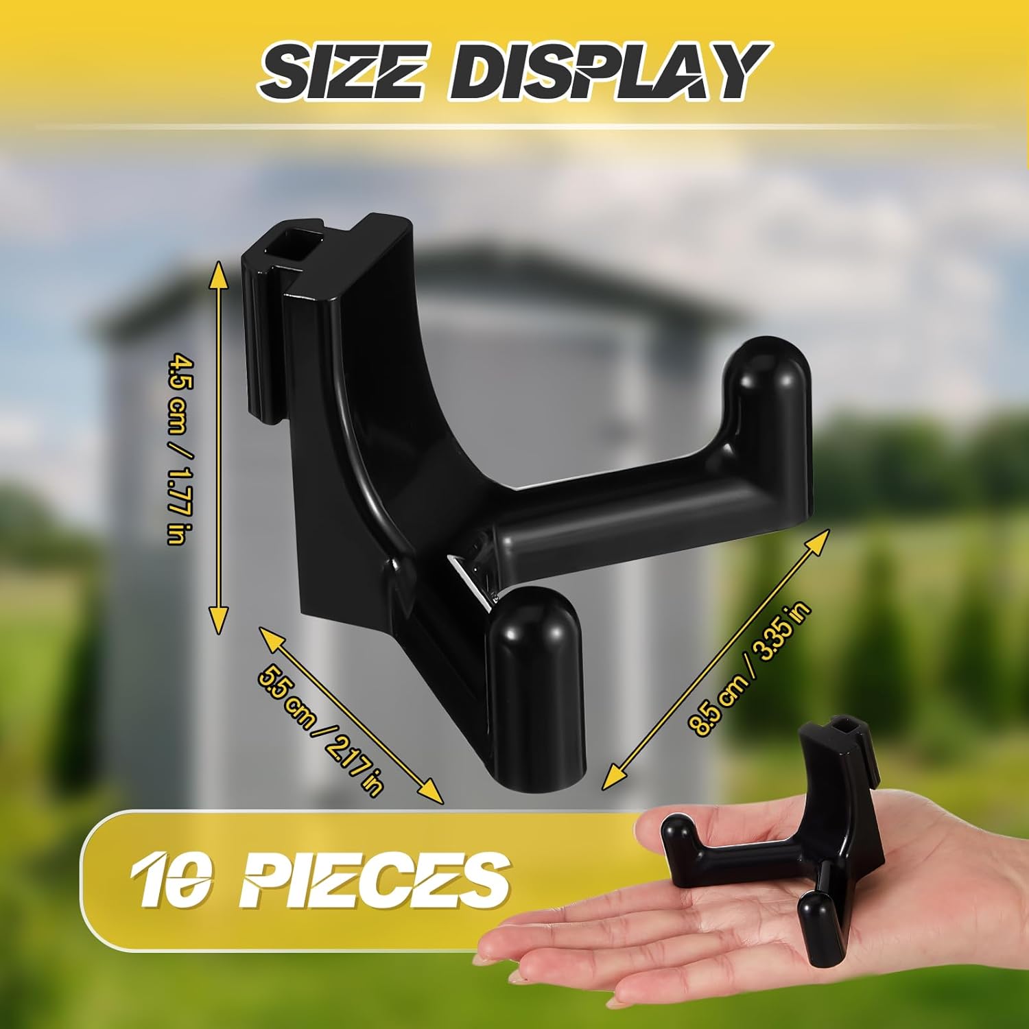 10 Pcs Tool Hook for Shed Accessories, Plastic ABS Tool Hooks Compatible with Lifetime Shed 60305 60118 60127 60138 60141 Etc Not Work on Any Sheds with Horizontal Siding Black