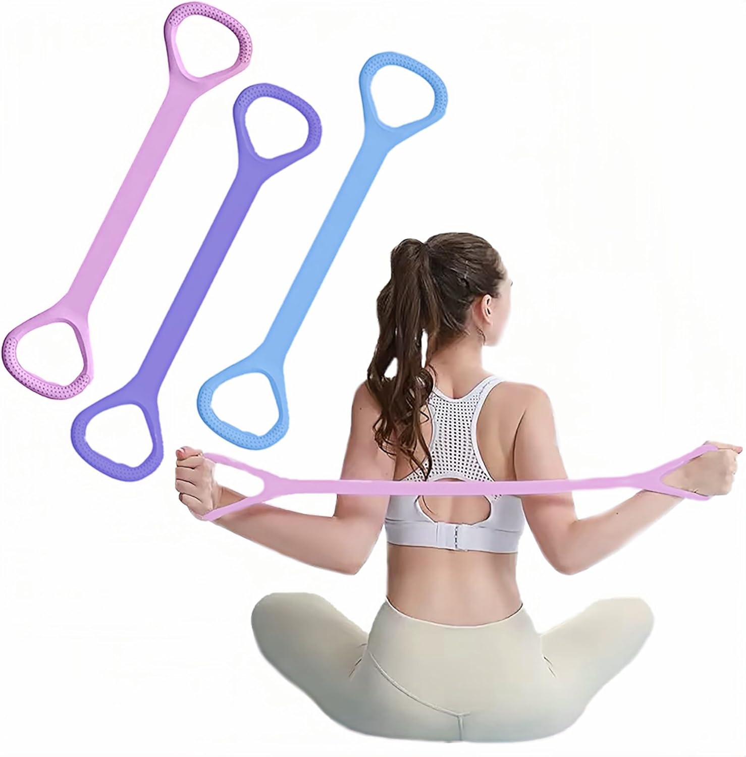 Figure 8 Fitness Resistance Band, Elastic Bands for Working Out,Arm,Back Training Elastic Ropes, Exercise Equipment for Yoga, Pilates,Physical Therapy,Stretching 3 Pack