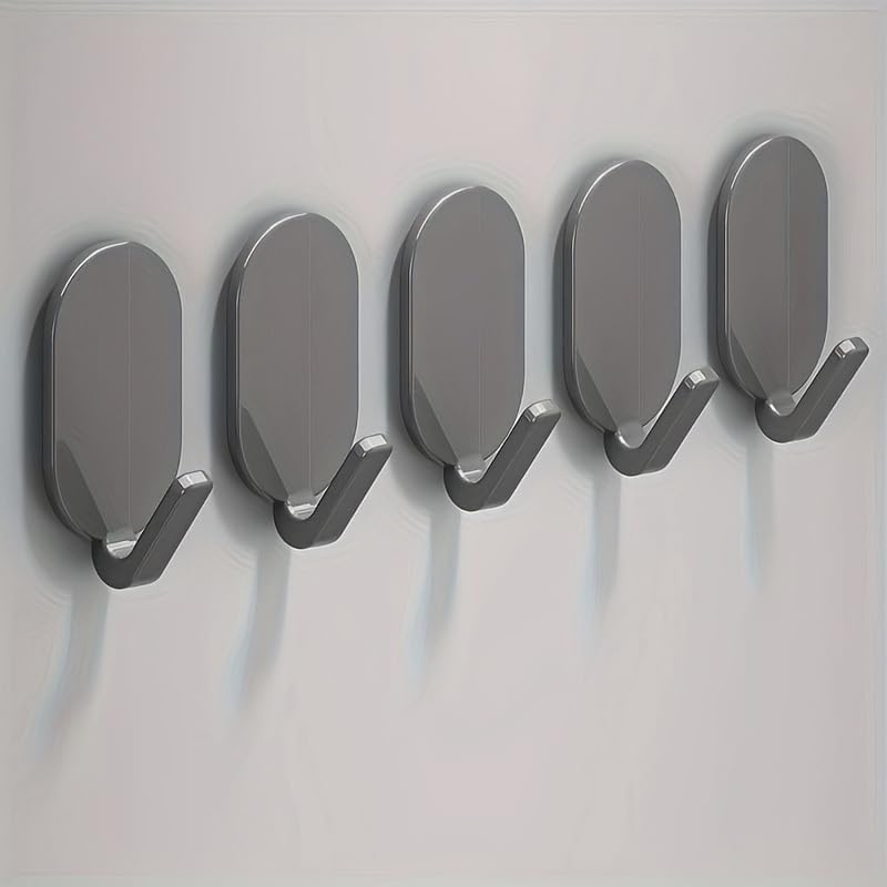 Heavy-Duty Adhesive Wall Hooks, 10-Pack - No-Drill, Damage-Free Installation for Multi-Purpose Use in Bathroom, Kitchen & More - Strong Hold, Black