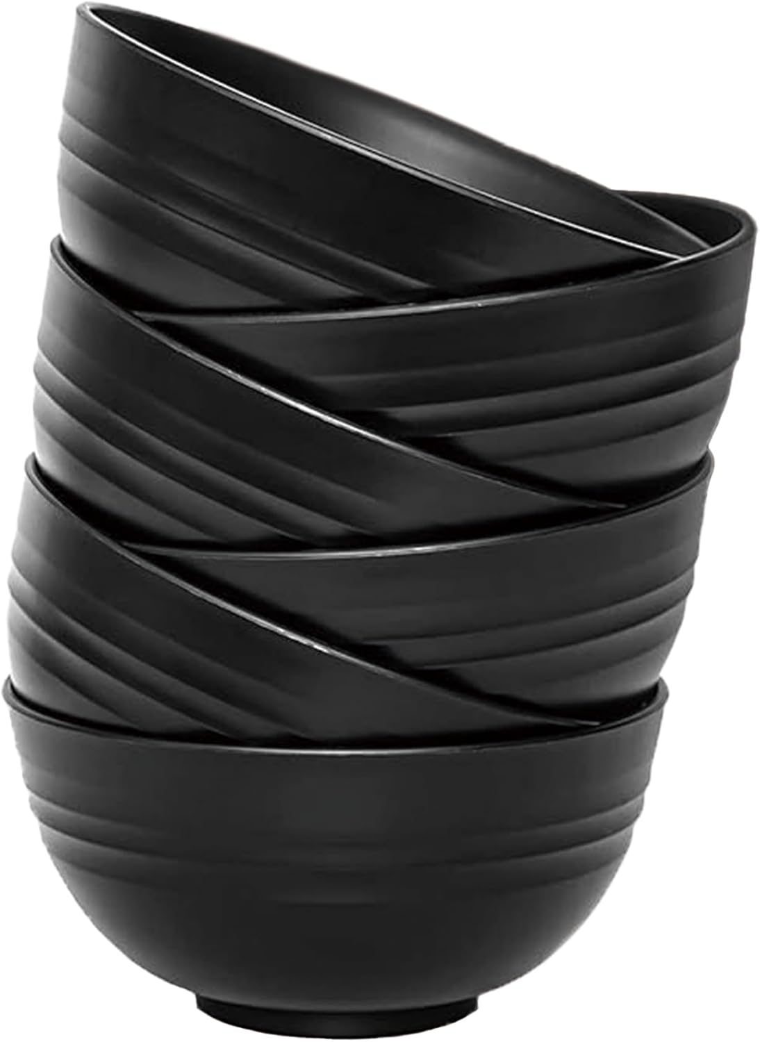 Unbreakable Wheat Straw Cereal Bowls Set of 6, 24 oz Microwave and Dishwasher Safe Lightweight Soup and Salad Bowl Sets, Reusable Dessert Bowls for Rice, Pasta, Snack, Fruit, BPA Free Black