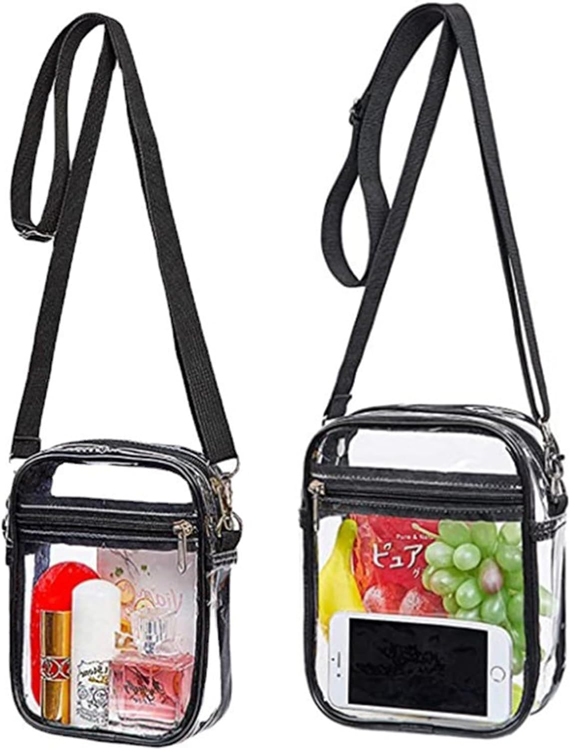 2-Pack Clear Bag Stadium Approved, Clear Crossbody Bag Purse Waterproof PVC Pocket Style A :22 * 17 * 6cm+Style B: 20 * 15 * 5cm