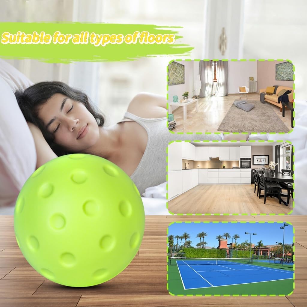 Noise-Reducing Foam Pickleballs-Soft PU Practice Balls for Indoor/Outdoor Training, Durable Vibration-Dampening Design with Lightweight Construction | Family Fun Games