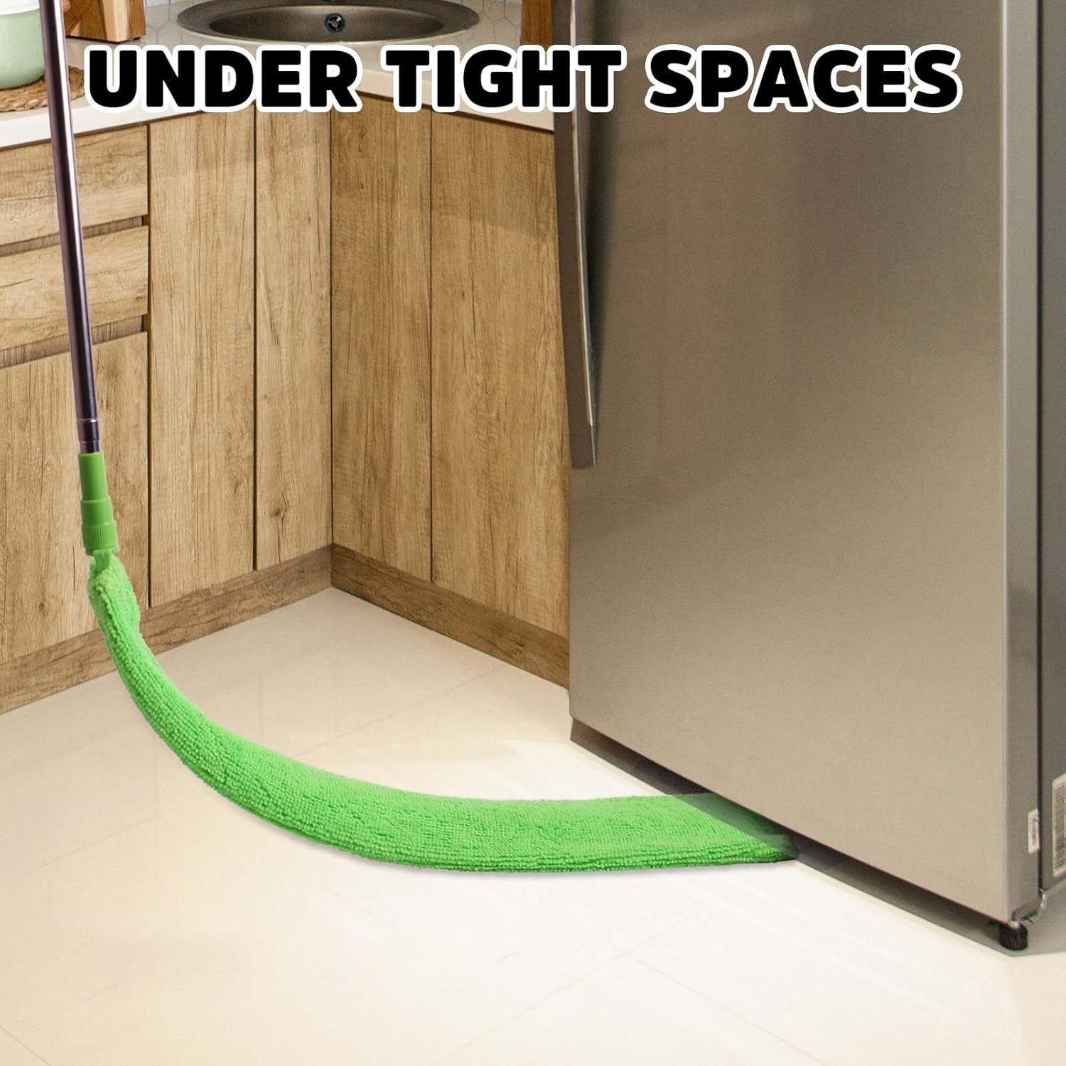 Retractable Gap Dust Cleaner Under Appliance Cleaning Tool, Flat Duster for Under Refrigerator Fridge Stove Couch Bed, Skinny Thin Duster for Tight Spaces