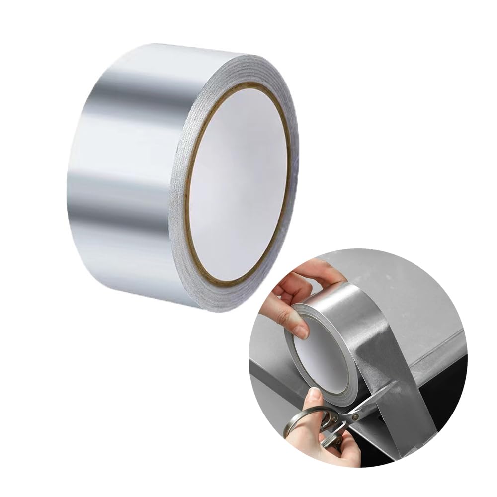 Aluminum Foil Tape, 2 inch x 65 Feet 3.9 mil Duct Tape Heavy Duty Waterproof, Silver Metal Patch & Seal Tape, High Temperature, Insulation Adhesive for Ductwork, Sealing, Sealant, Dryer Vents