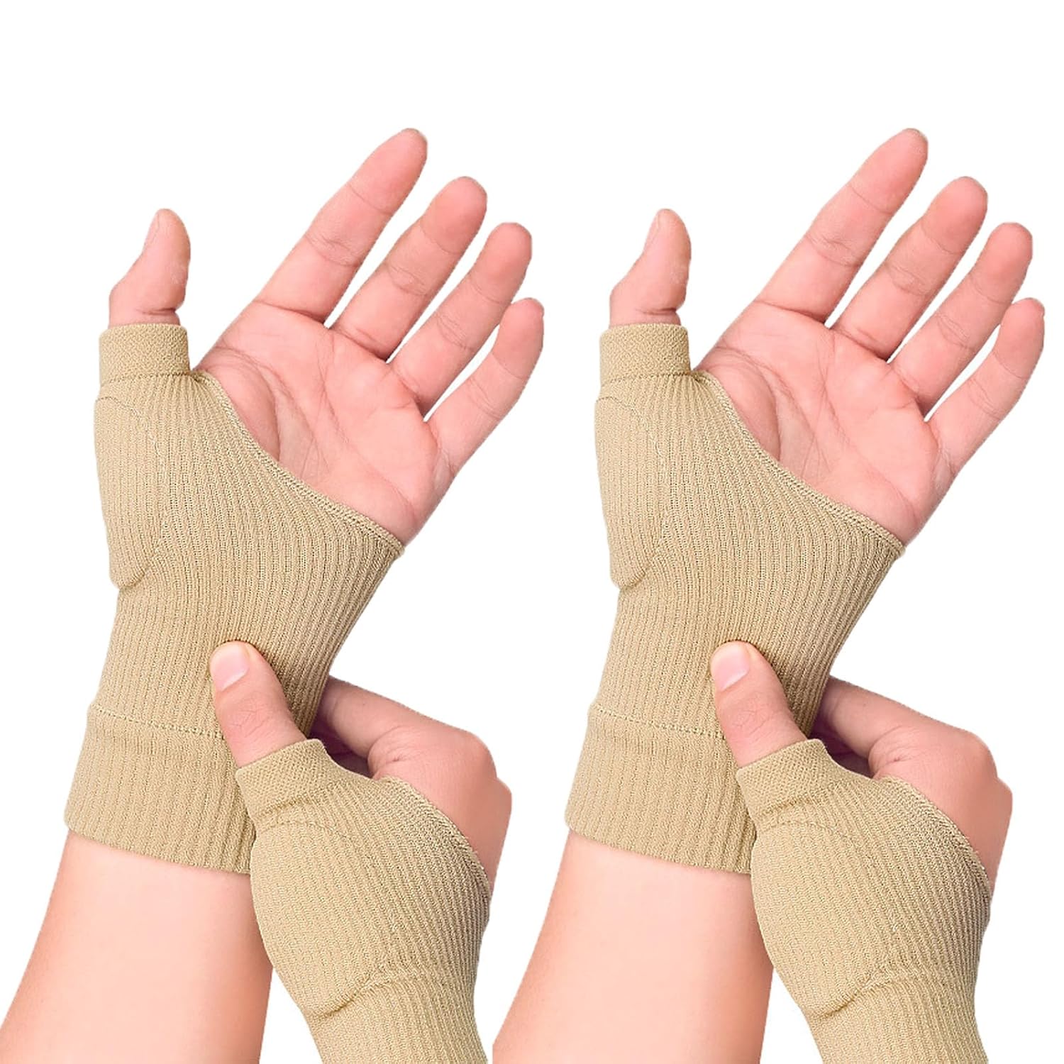 Thumb Brace - 2 Pairs Therapy Gloves Gel Hand Wrist Support Brace Arthritis Compression for Thumb Arthritis, Sport Pain Relief Tendonitis for Men and Women Fits Both Hands L