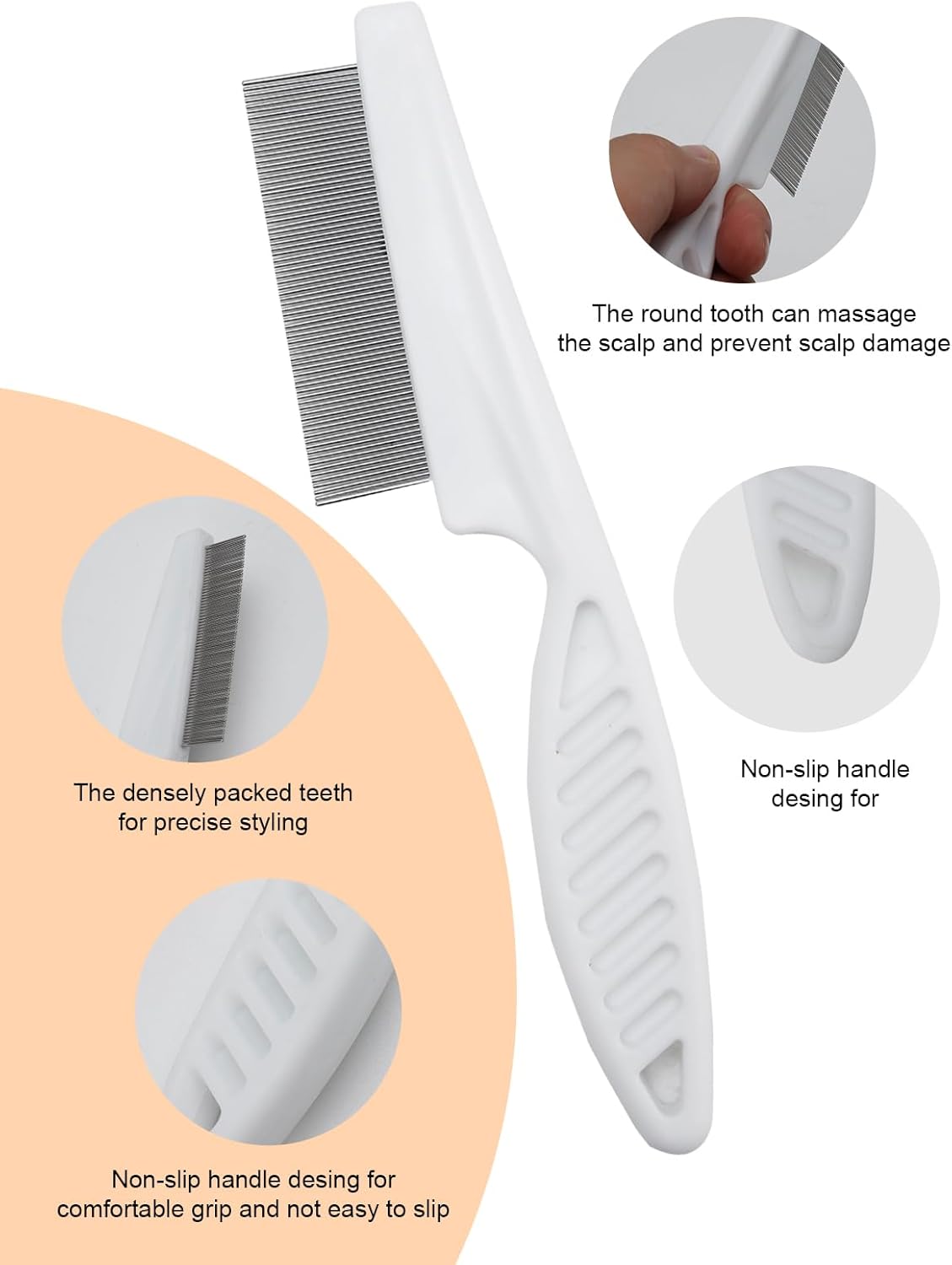 2 PCS flea Comb for Dogs and Cats - Promotes Hair Growth and Removes Loose Hair, Knots