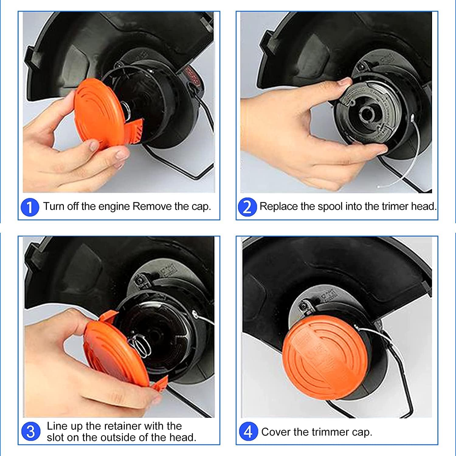 10 PCS AF-100 String Trimmer Line Replace, 30ft 0.065-inch AF-100 String Trimmer Replacement Spool Weed Eater Cap Auto Feed Trimmer String for Black and Decker String Trimmers