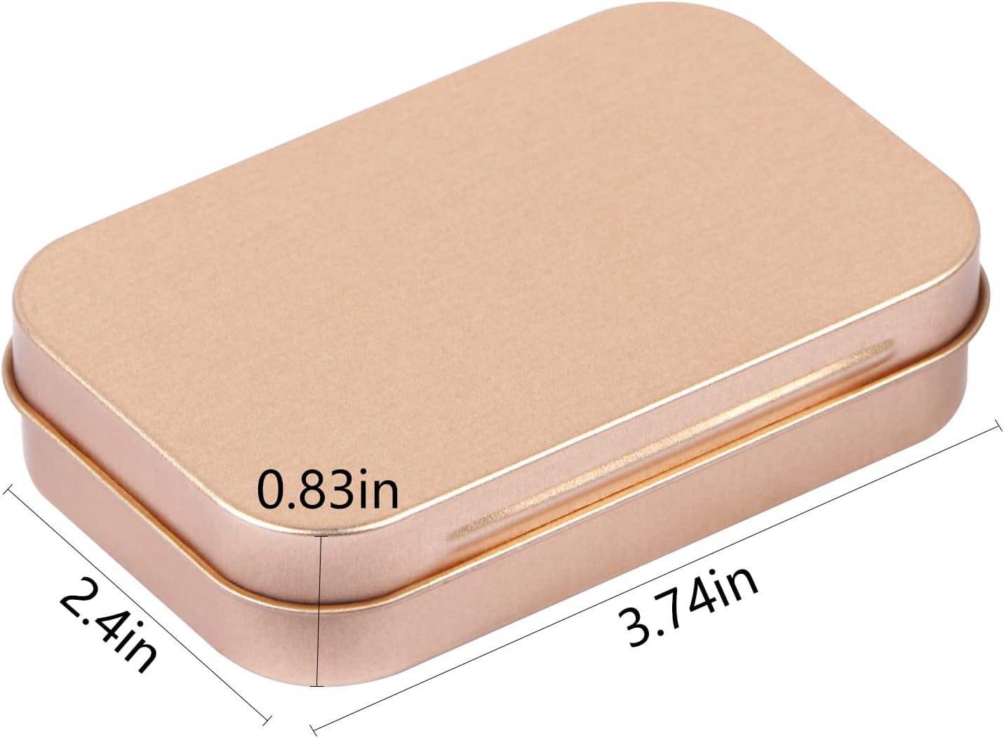 3 Pack Metal Rectangular Hinged Tins Box with Lid Mini Portable Box Empty Craft Containers Small Storage Kit Home Outdoors Organizer for Soap Mint Cookie 3.8x2.4x0.8 inch, Rose Gold