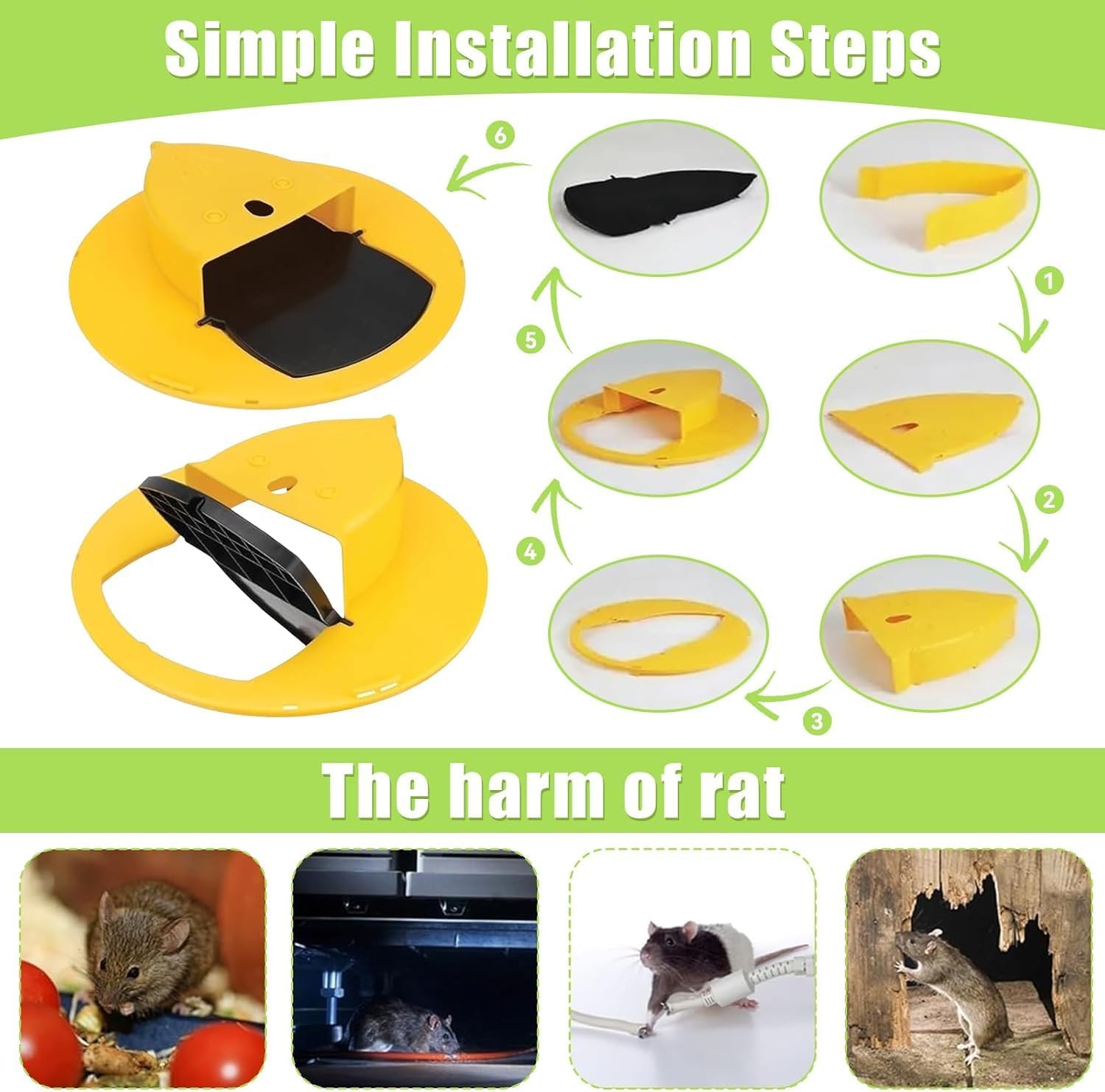 2 Pack Automatic Reset Traps-Mice Mouse Trap Bucket Flip Lid，5 Gallon Bucket Lid Mouse Rat Trap，Mouse Trap Bucket Indoor Outdoor,Reusable Mouse Trap Bucket Lid，Humane Mouse Trap