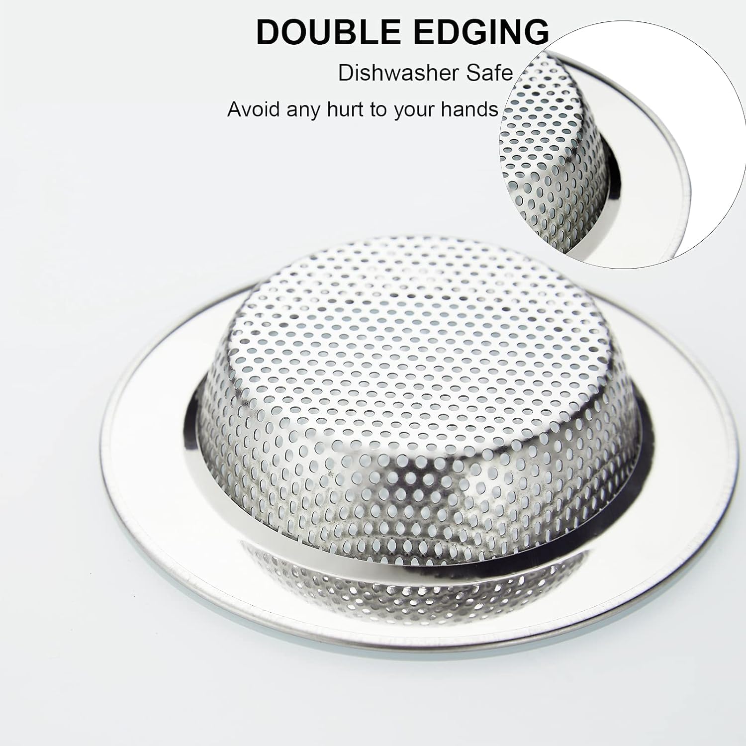 Kitchen Sink Strainer Stainless Steel, Kitchen Sink Drain Strainer, Sink Strainers for Kitchen Sinks with Large Wide Rim 4.5" Diameter 2 Pack