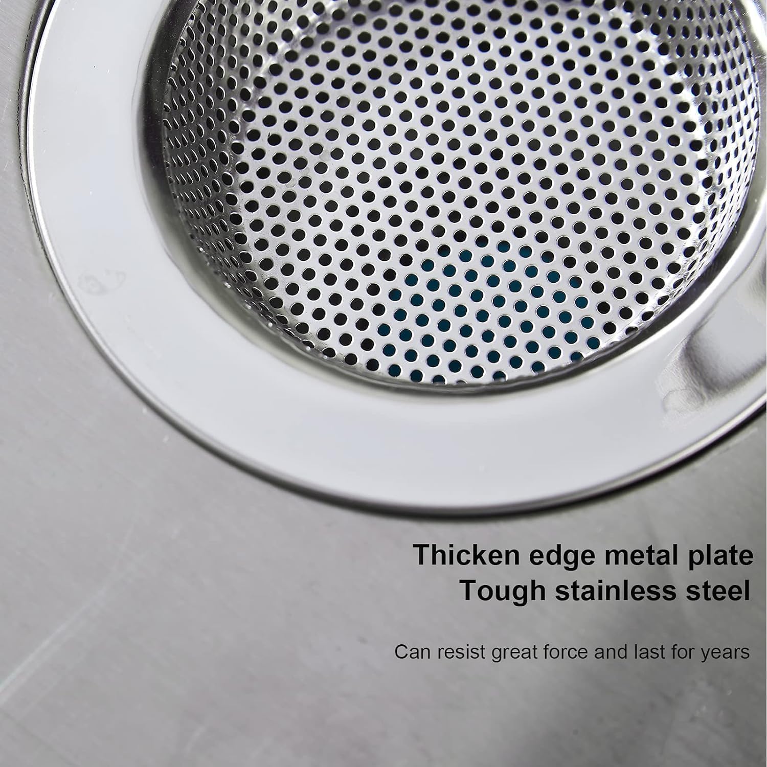 Kitchen Sink Strainer Stainless Steel, Kitchen Sink Drain Strainer, Sink Strainers for Kitchen Sinks with Large Wide Rim 4.5" Diameter 2 Pack