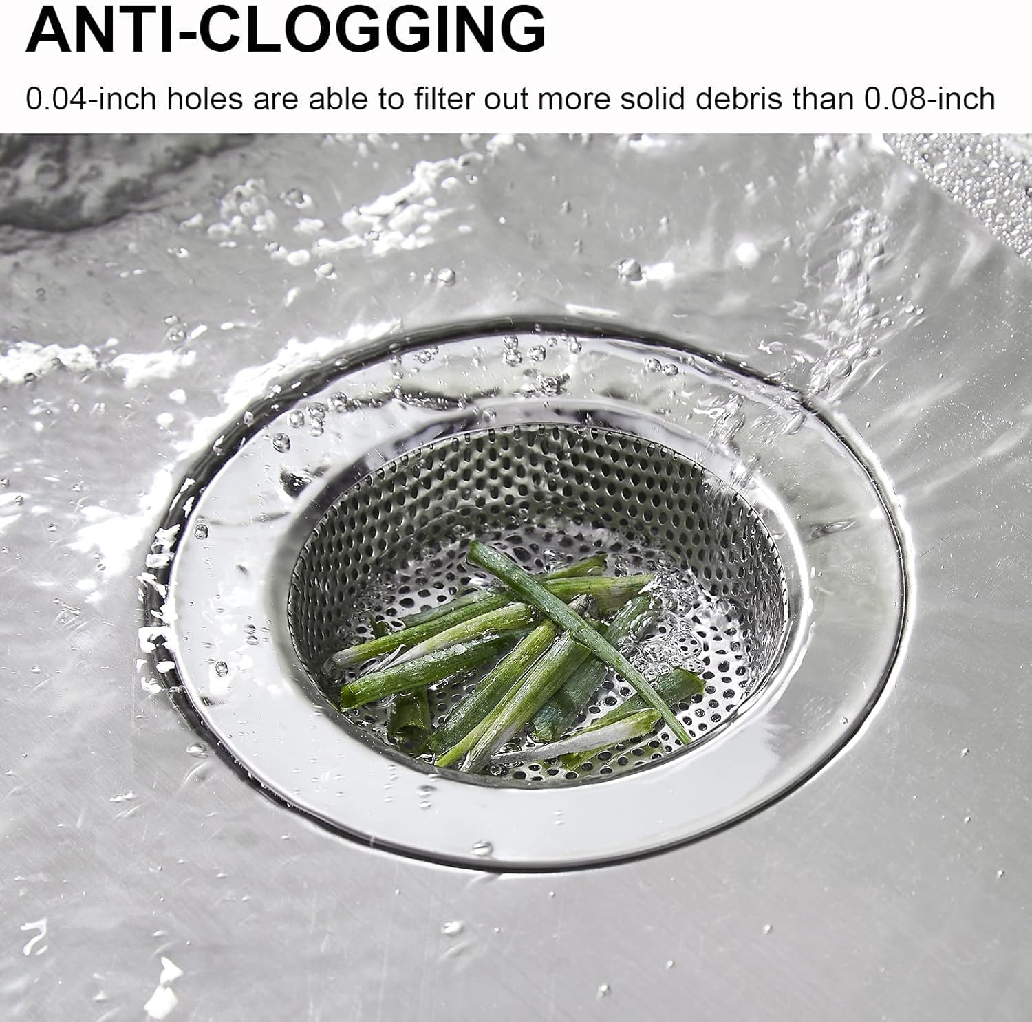 Kitchen Sink Strainer Stainless Steel, Kitchen Sink Drain Strainer, Sink Strainers for Kitchen Sinks with Large Wide Rim 4.5" Diameter 2 Pack