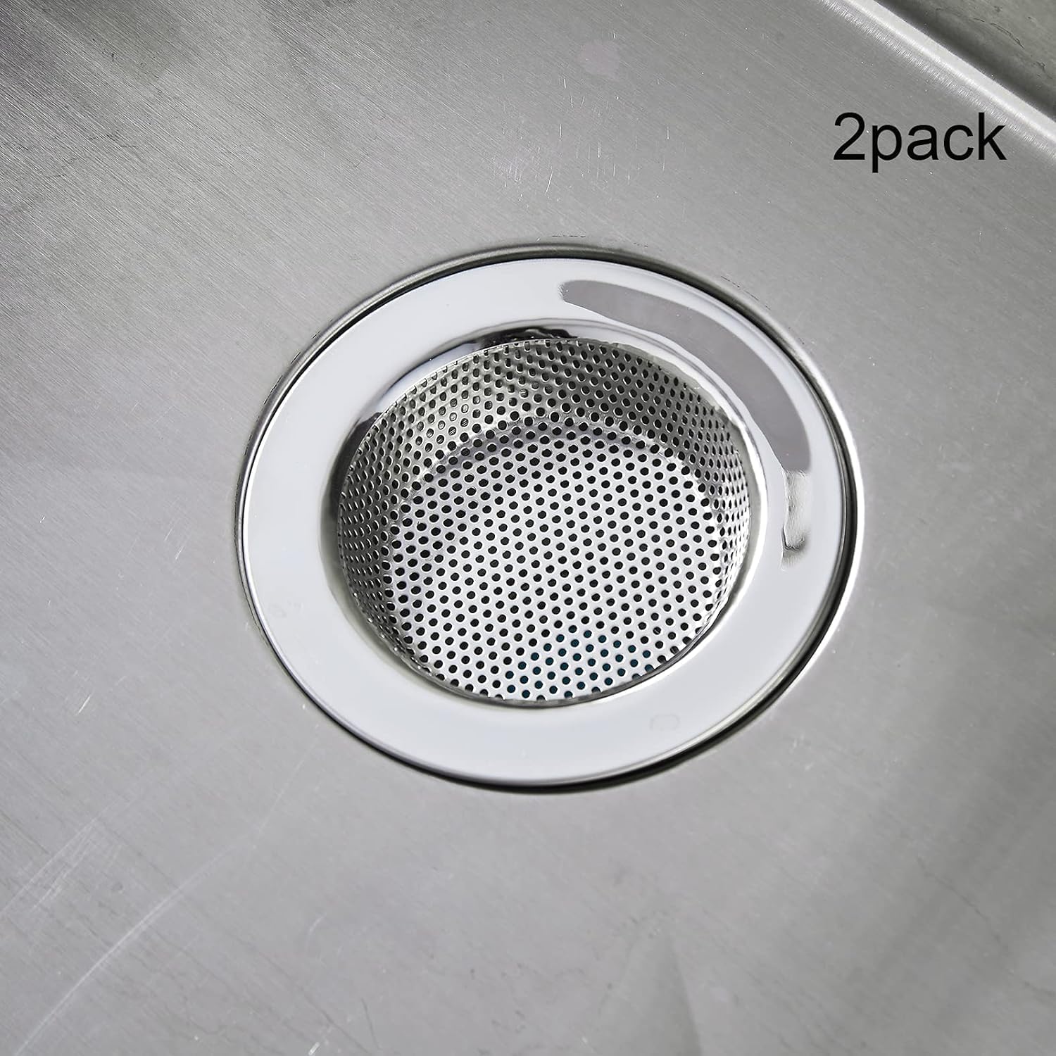 Kitchen Sink Strainer Stainless Steel, Kitchen Sink Drain Strainer, Sink Strainers for Kitchen Sinks with Large Wide Rim 4.5" Diameter 2 Pack