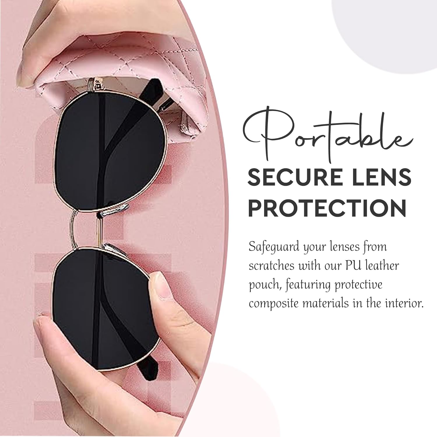 Squeeze Top Soft Sunglass Case - Pu Leather Sunglass Pouch Convenient Sunglass Travel Case 2 Pack
