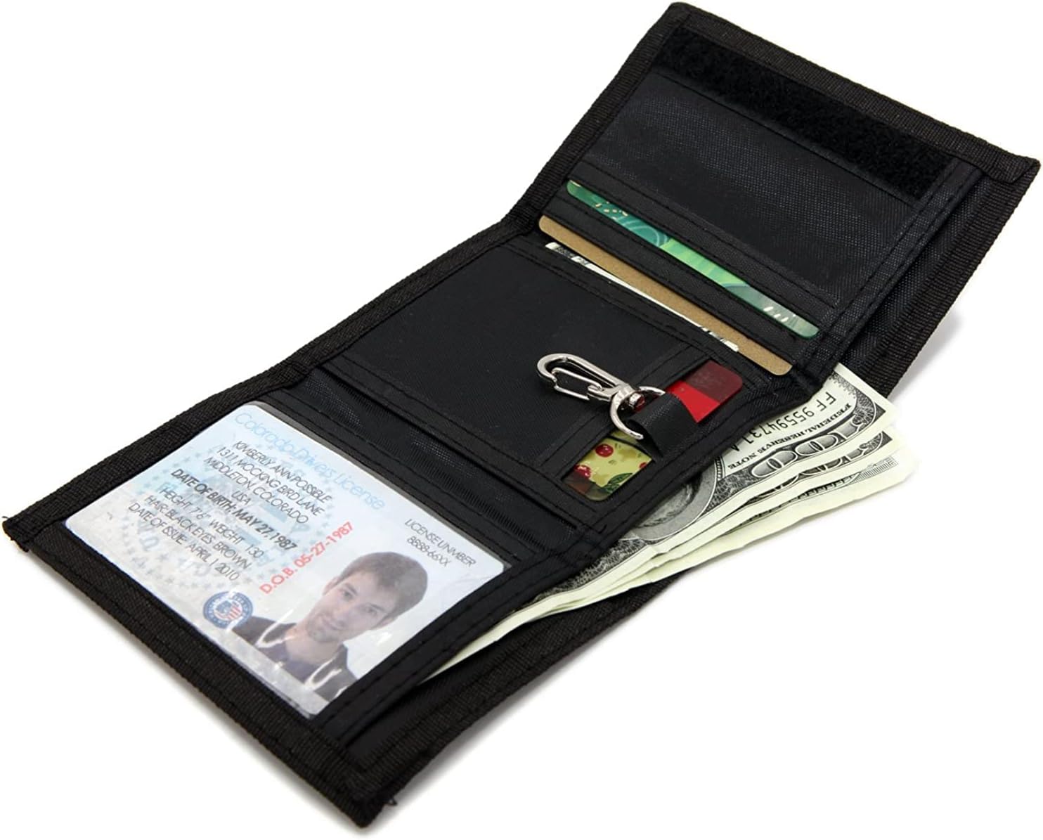 RFID Trifold Canvas Outdoor Sports Wallet for Kids - Front Pocket Wallet with Magic Sticker, camouflage, Small, Novelty