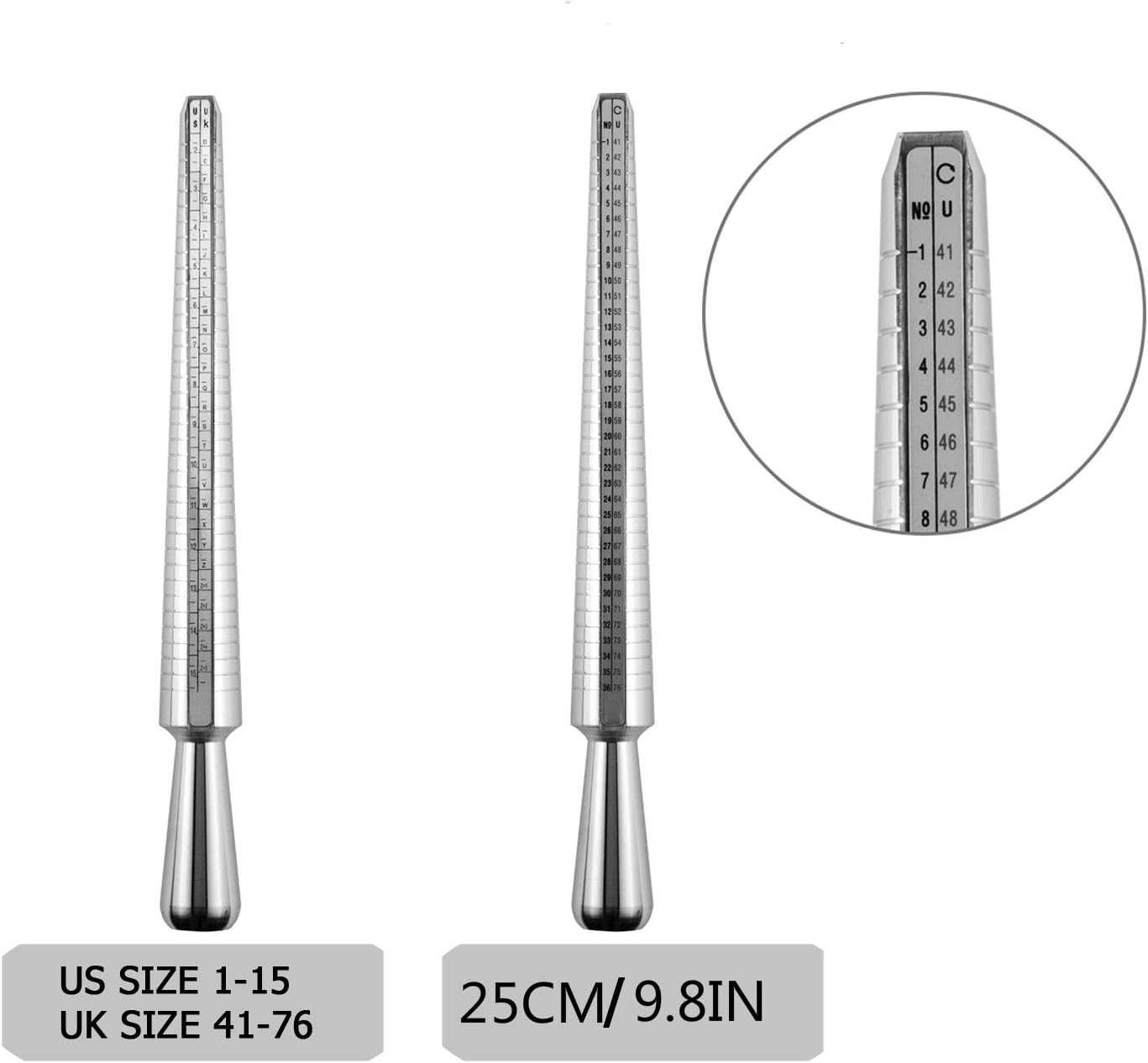 Ring Mandrel Sizer Finger Sizing Measuring Stick - Ring Sizer Guage 27 Pcs Metal Circle Models Jewellery Tool