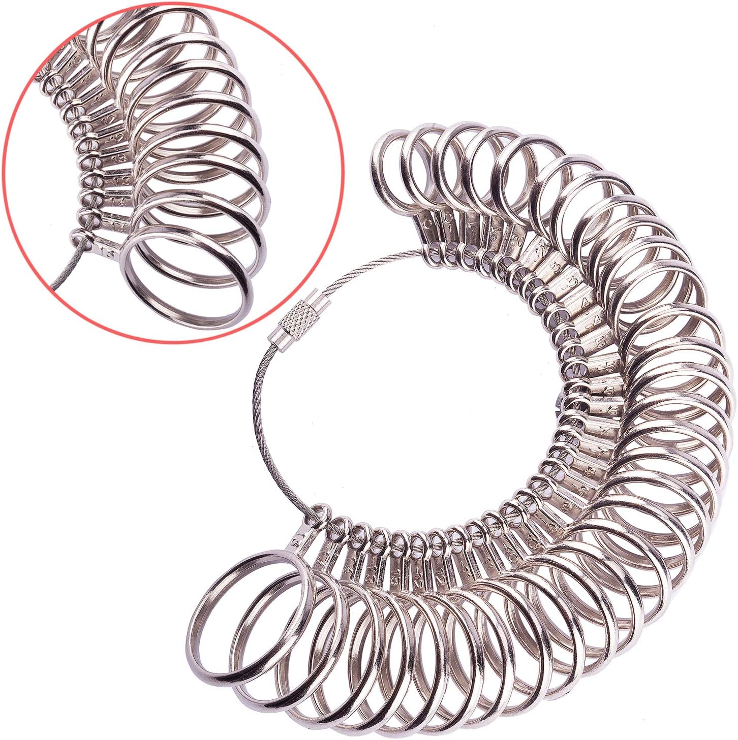 Ring Mandrel Sizer Finger Sizing Measuring Stick - Ring Sizer Guage 27 Pcs Metal Circle Models Jewellery Tool