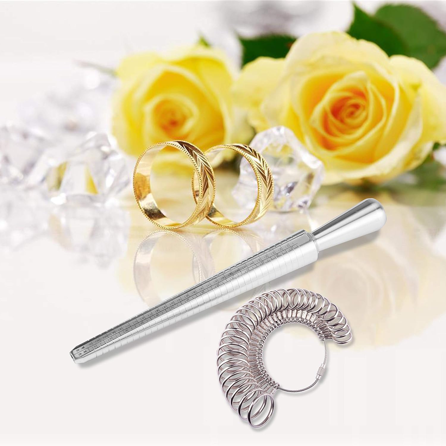 Ring Mandrel Sizer Finger Sizing Measuring Stick - Ring Sizer Guage 27 Pcs Metal Circle Models Jewellery Tool