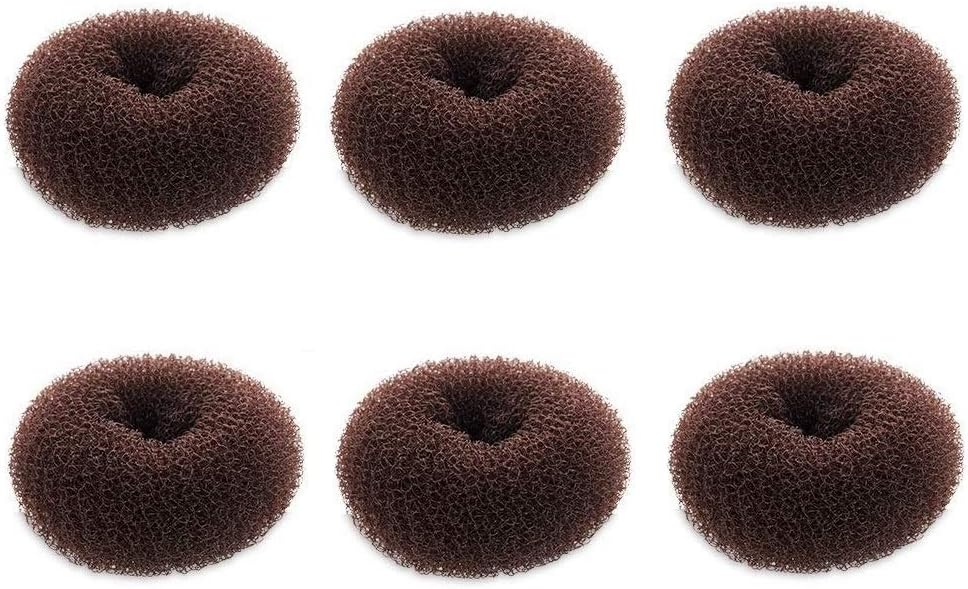 Extra Small Bun Makers for Kids, 6 PCS Chignon Donut Sock Forms for Girls, Mini Doughnut Shapers for Short and Thin Hair 2 Inch, Dark Brown