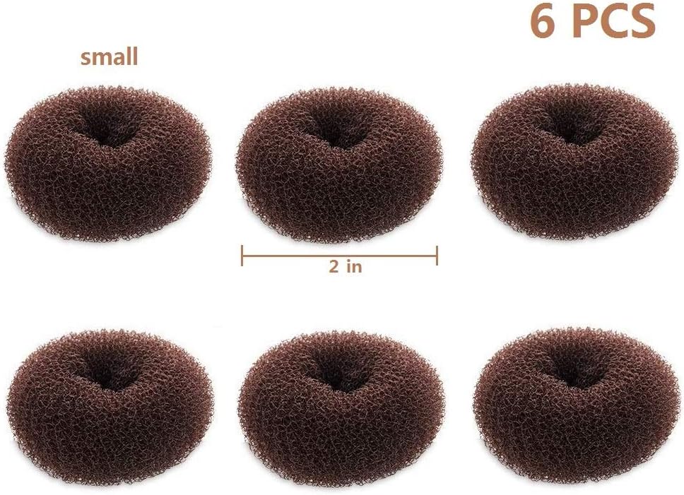 Extra Small Bun Makers for Kids, 6 PCS Chignon Donut Sock Forms for Girls, Mini Doughnut Shapers for Short and Thin Hair 2 Inch, Dark Brown