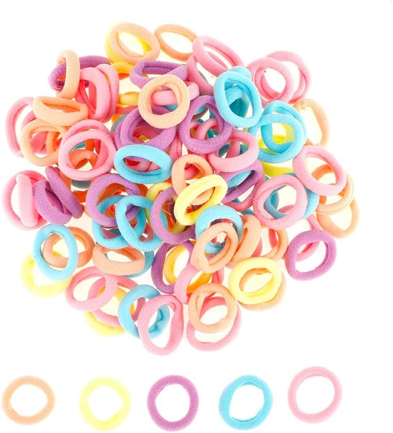 100pcs Hair Ties for Toddler, Girls Soft Elastic Hair Ties Bands Mini Hairbands Ponytail Holders Seamless Hair Bands for Baby Kids Assorted Colors