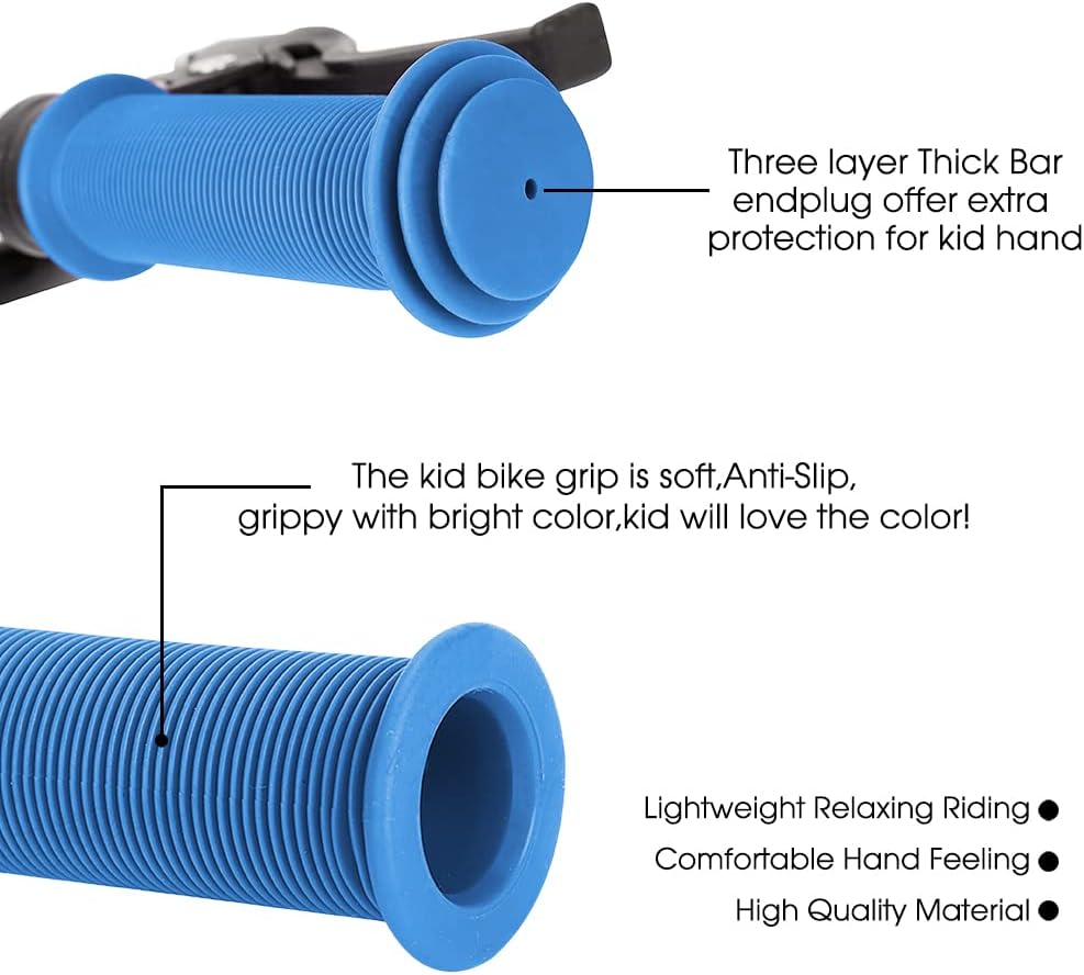 Kids Bike Grips - Kid Bicycle Grips Handlebar 22.2mm for 12”to 16”Bike with Safe Mushroom Pattern | 105mm Soft Toddler Balance Bike Grips Mini Kick Scooter Tricycle Grips for Boys Girls