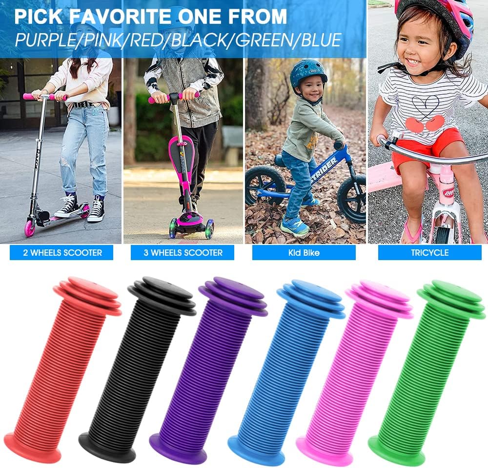 Kids Bike Grips - Kid Bicycle Grips Handlebar 22.2mm for 12”to 16”Bike with Safe Mushroom Pattern | 105mm Soft Toddler Balance Bike Grips Mini Kick Scooter Tricycle Grips for Boys Girls