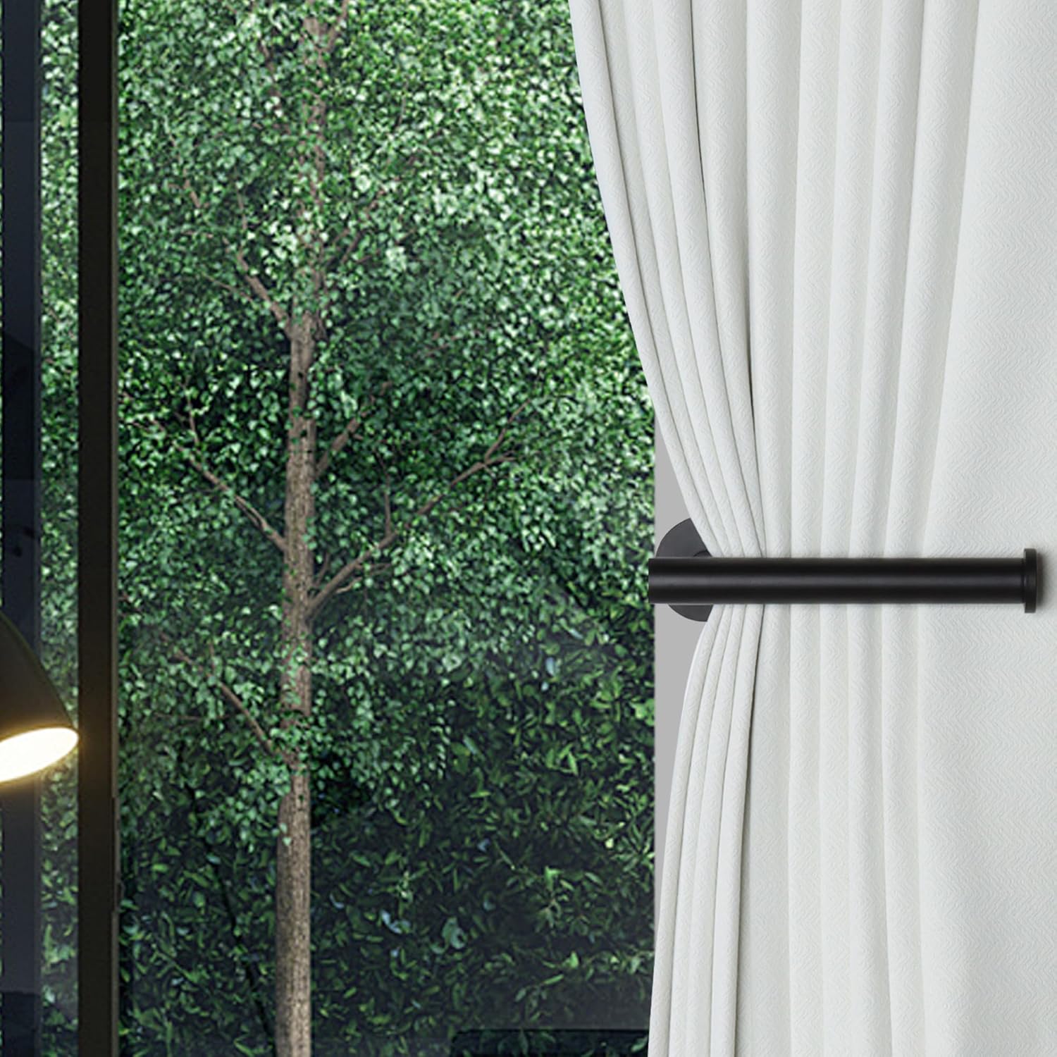 2 Pack Adhesive Curtain Holdbacks - No Drill Curtain Tie Backs & Pull Backs Curtain Holders for Drapes 2, Black
