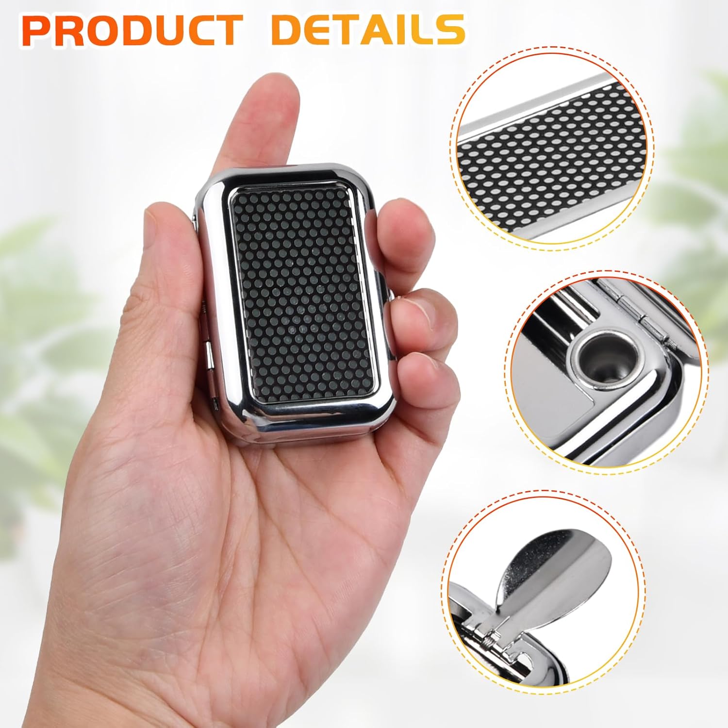 Pocket Ashtray, Portable Mini Ashtray, Stainless Steel Ashtray Windproof Ashtray with lid for Home Office Patio Outdoor Car Travel Camping Picnic Hiking Beach Fishing Cigarette Black