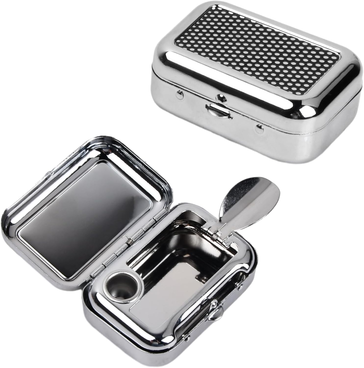 Pocket Ashtray, Portable Mini Ashtray, Stainless Steel Ashtray Windproof Ashtray with lid for Home Office Patio Outdoor Car Travel Camping Picnic Hiking Beach Fishing Cigarette Black