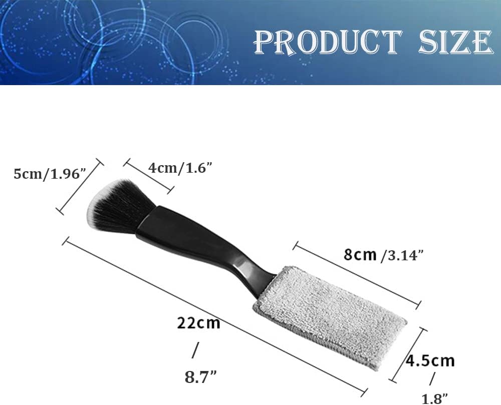 Double Head Brush for Car Cleaning, Detailing Interior and Exterior - Soft Bristles Black, 1 Pack
