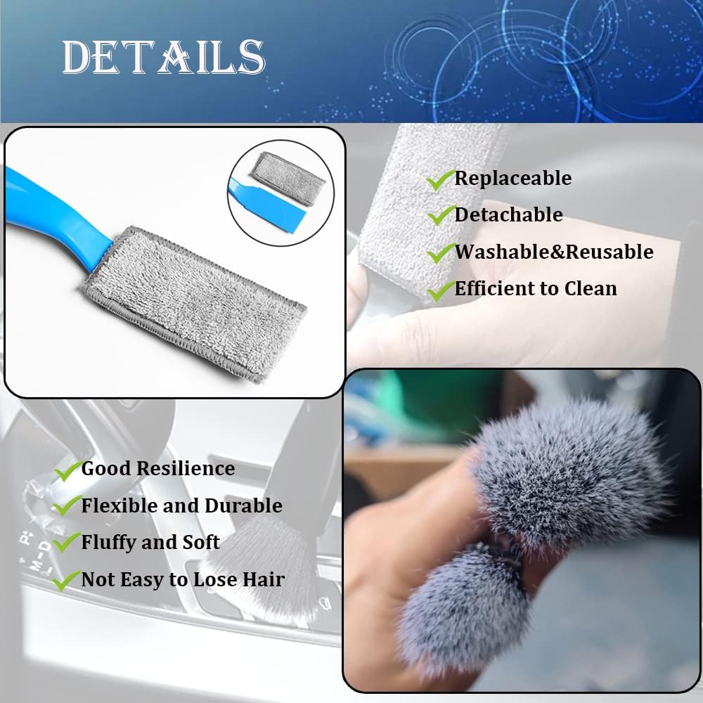 Double Head Brush for Car Cleaning, Detailing Interior and Exterior - Soft Bristles Black, 1 Pack