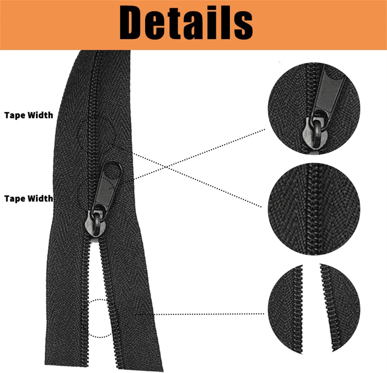 10 Yards 360 Inches Bulk Zippers,9 Meters #3 Zipper for Sewing,Black Nylon Coil Zippers by The Yards with 20pcs Replacement Sewn Zippers for DIY Sewing Craft,Bags,Clothes,purses etc. Black