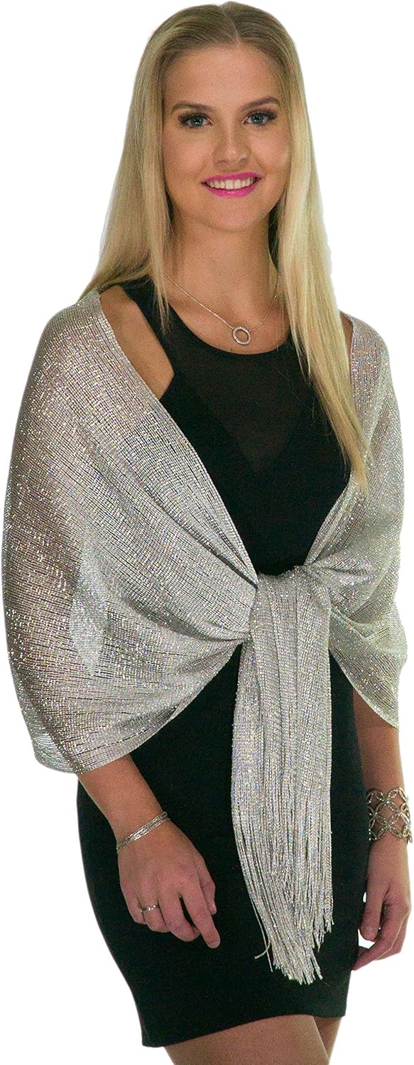 Shawls and Wraps for Evening Dresses, Metallic Glitter Shawls for Women, Sparkling Wedding Giving Shawl Gift