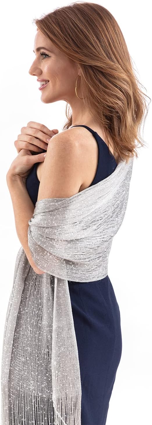 Shawls and Wraps for Evening Dresses, Metallic Glitter Shawls for Women, Sparkling Wedding Giving Shawl Gift