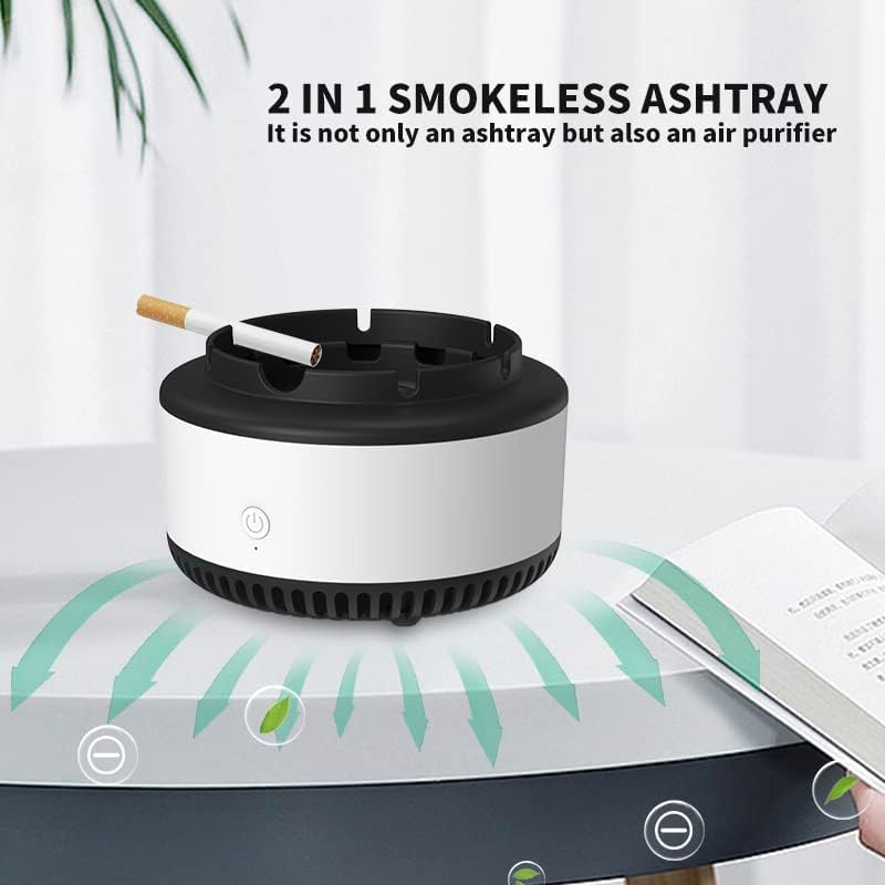 Smokeless Ashtrays for Cigarettes Indoor, Air Purifier,Best Gifts for Smokers, Suitable for Home Car Office Outdoor- Gray