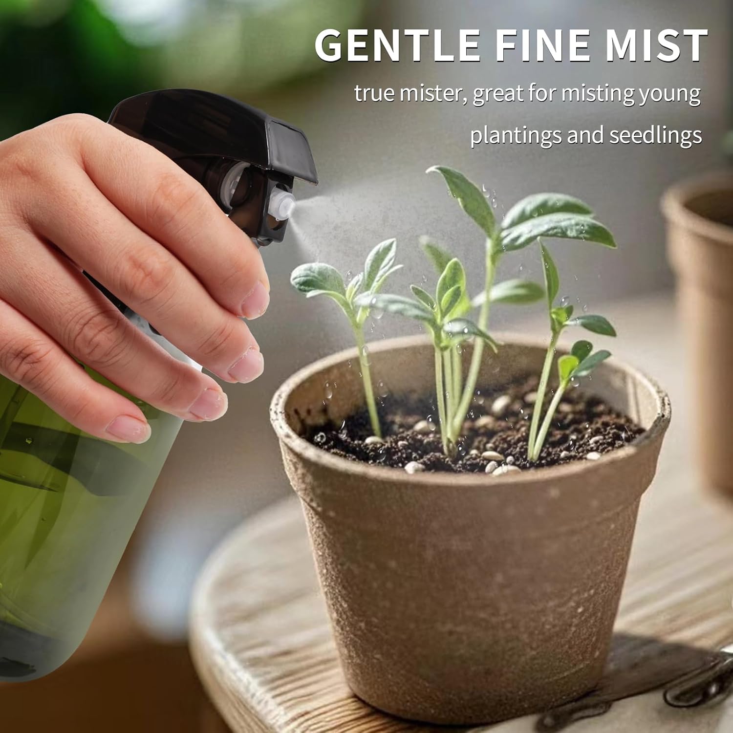 Cleaning Spray Bottles for Plants Misters for Inside, 2 Pack 16.9 oz Squirt Bottle, Water Spray Bottle Mist Sprayer, No Leak Hair Mister Spray Bottle Empty with Adjustable Nozzle Green
