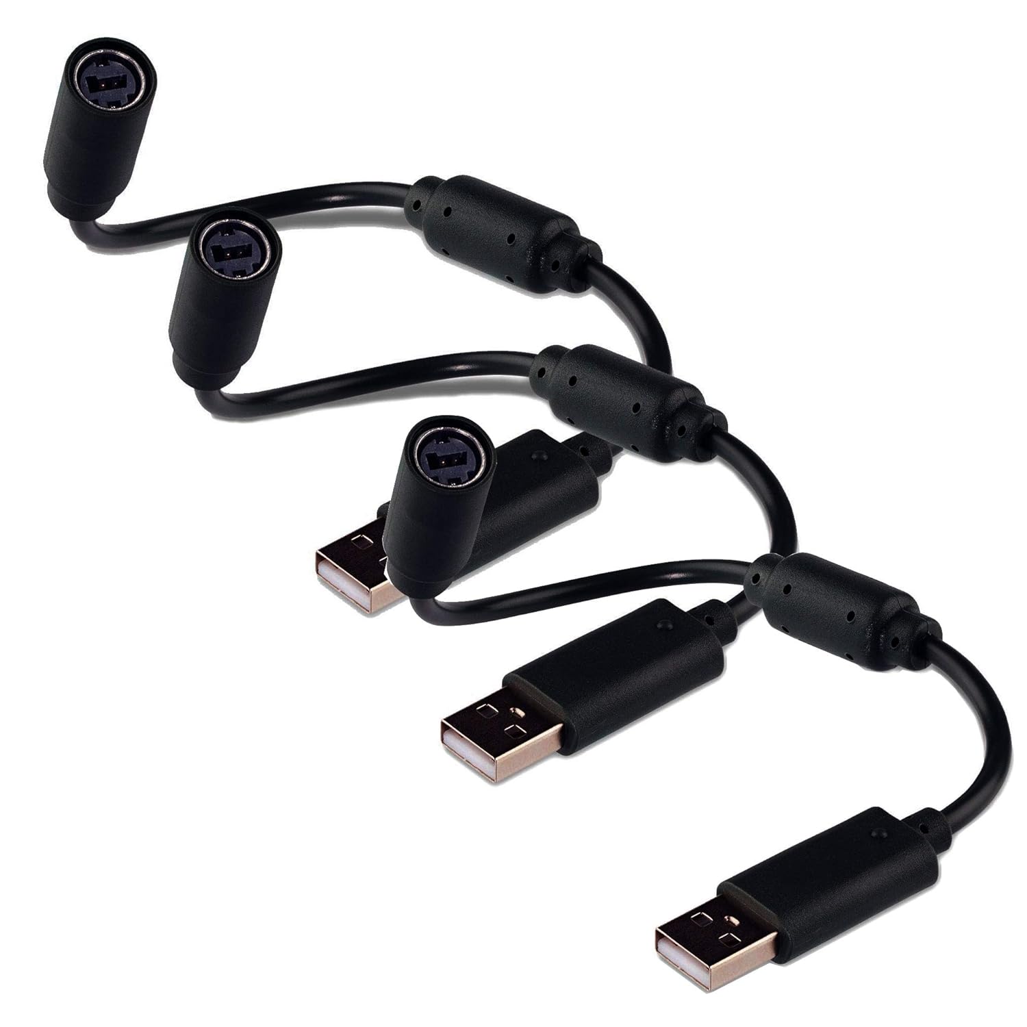 Replacement Dongle USB Controller Breakaway Cable Cord Game Controller Adapter for Xbox 360 PC Wired Controller Rock Band and Guitar Hero - Black 3 Pack