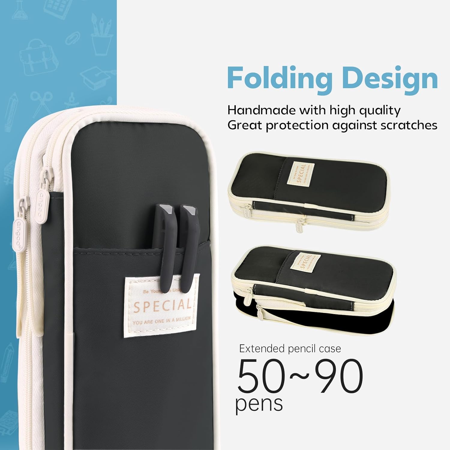 Pencil Case, Large Capacity Aesthetic Pen Cases with Durable Zipper, Big Stationery Pencil Pouch for Women & Men