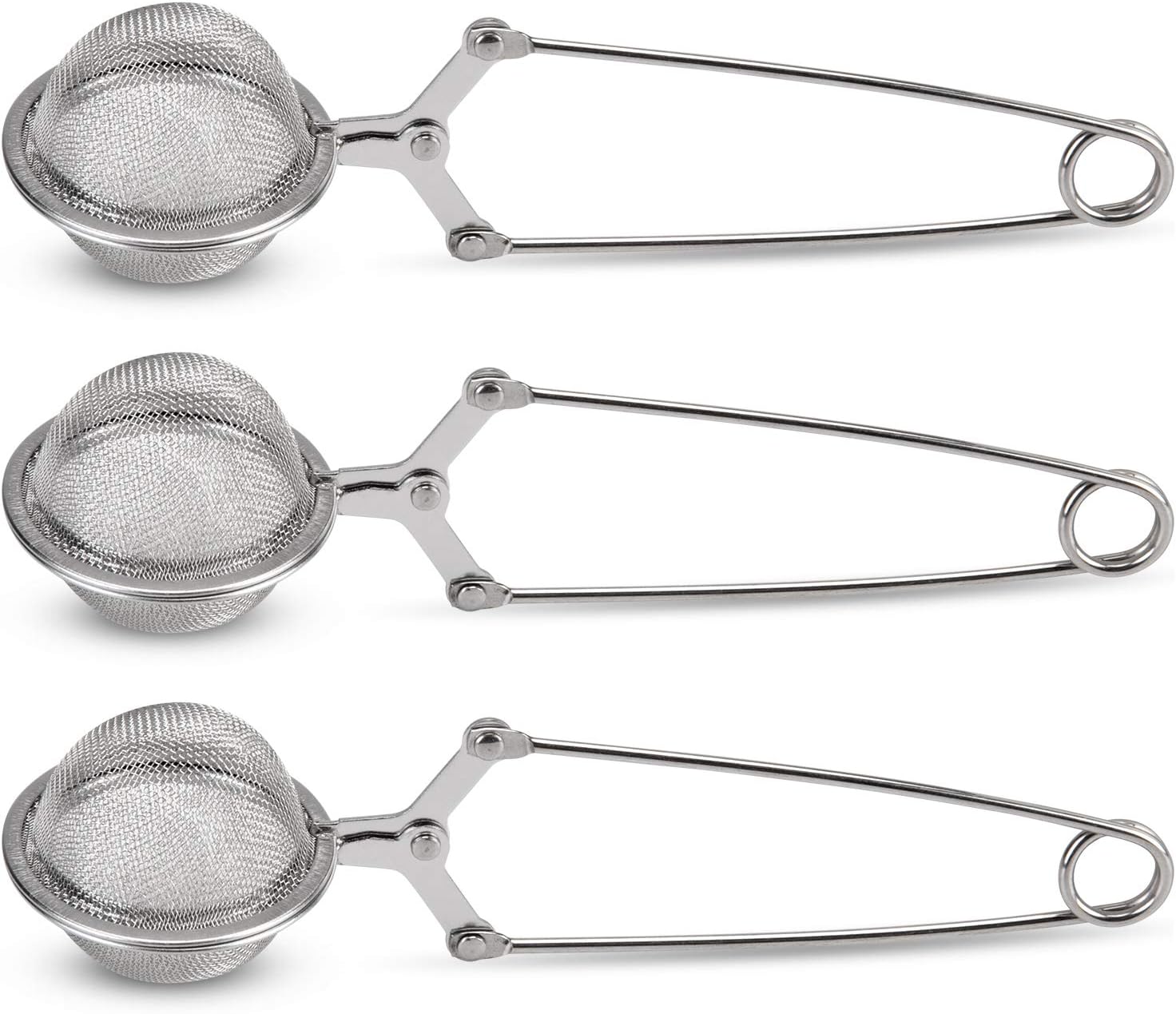 Snap Ball Tea Strainer, 3 Pack Premium Stainless Steel Tea Infuser with Handle for Loose Leaf Tea Fine Mesh Tea Balls Filter Infusers