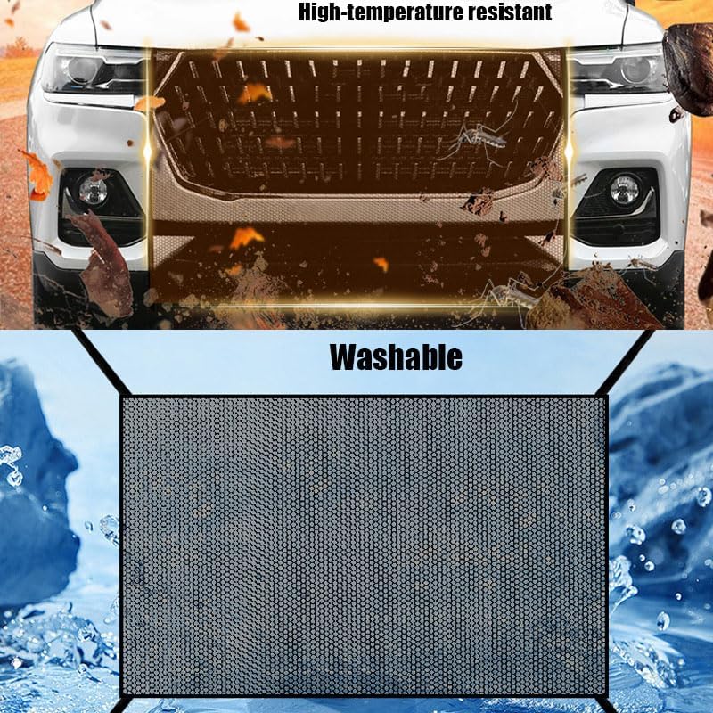 2Pcs Car Grill Net,Heavy-Duty Grille Mesh with Hooks, Universal Front Bumper Vent Insert for Pickup Trucks & Vehicles, Dustproof Air Intake Protection, Durable Car Accessories