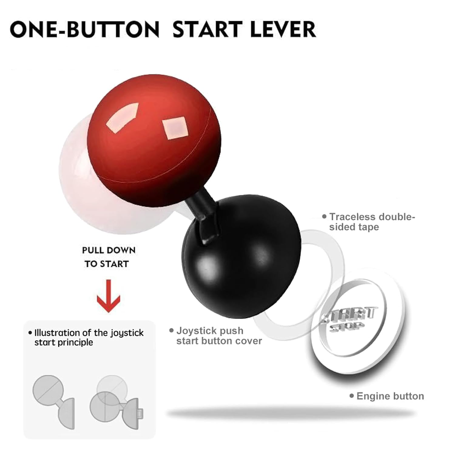 Car Push Start Button Cover, Engine Start/Stop Joystick Ball, Universal Starter Decorative Accessories Red